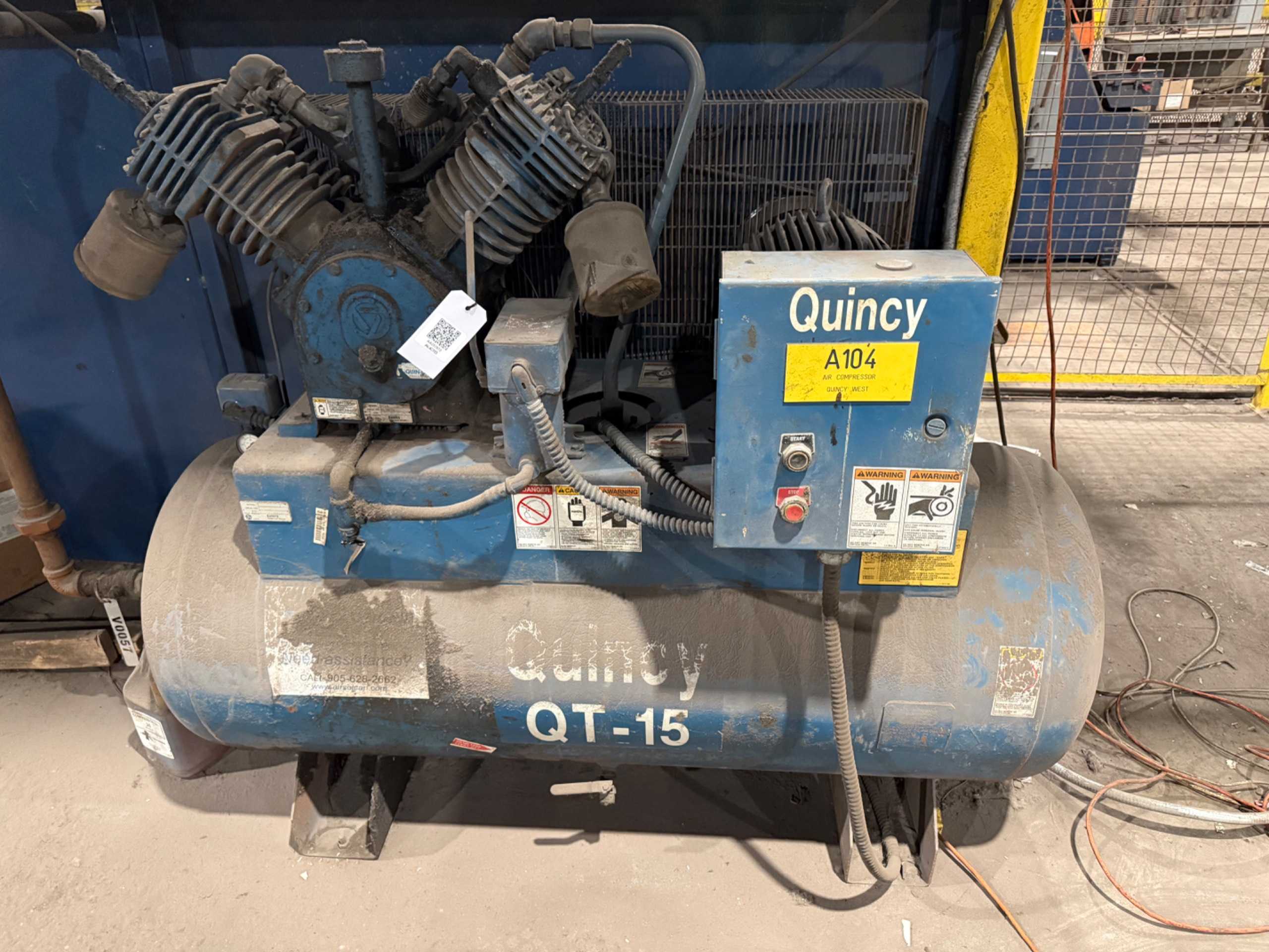 Quincy QT15 Air Compressor, 120 GAL Tank, 175 PSI, 3 PH, 52.5 CFM - STATIONARY AIR COMPRESSOR