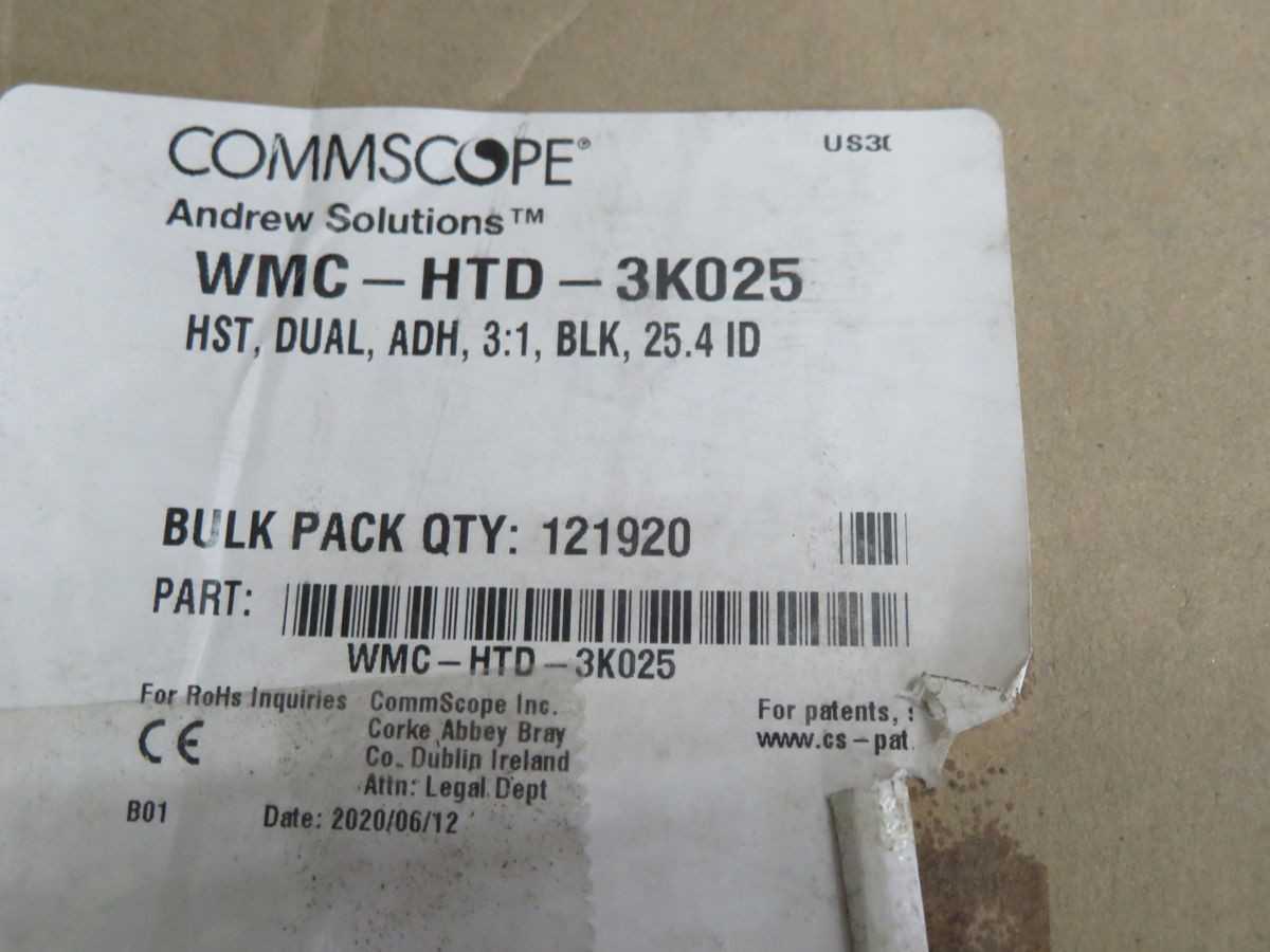 LOT OF 100 COMMSCOPE WMC-HTD-3K025 1 IN HEAT SHRINK SLEEVE UNP 48 IN T264742 - FIBER OPTIC CABLE