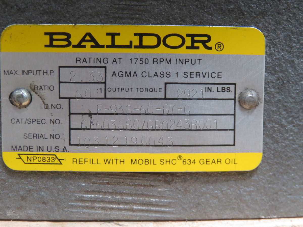 BALDOR F-938-60-B7-G GF6038BG/GR0243B001 RIGHT ANGLE SPEED REDUCER T263305 - INDUSTRIAL PARTS