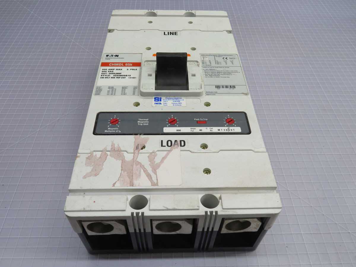 EATON CHMDL3800F CIRCUIT BREAKER, 3-POLE, 800 A RATING, 600 VAC MAX, LI TRIP, 65 KAIC @ 480V - CIRCUIT BREAKERS