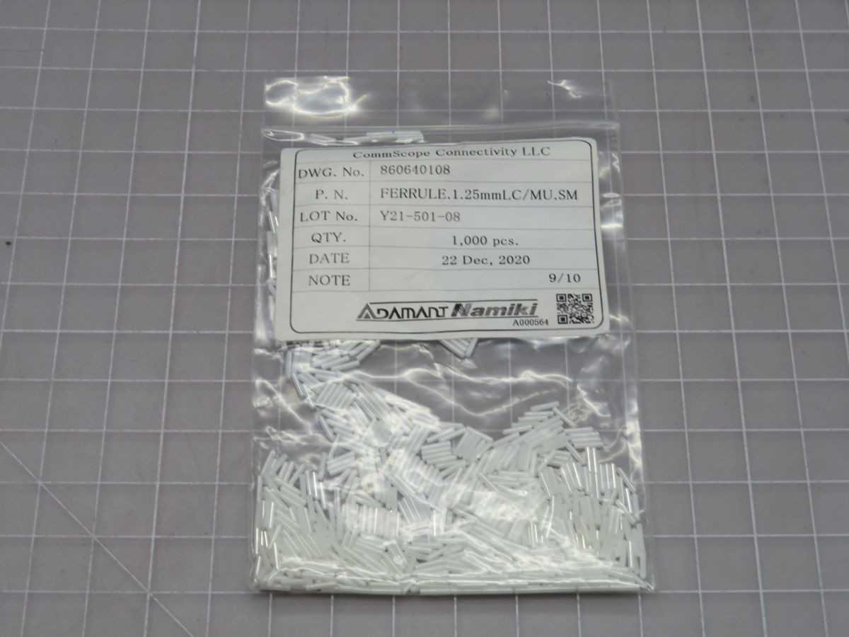 LOT OF 10000 ADAMANT Y21-501-08 FERRULE.1.25MMLC/MU.SM SINGLEMODE FERRULE - FIBER OPTIC CABLE