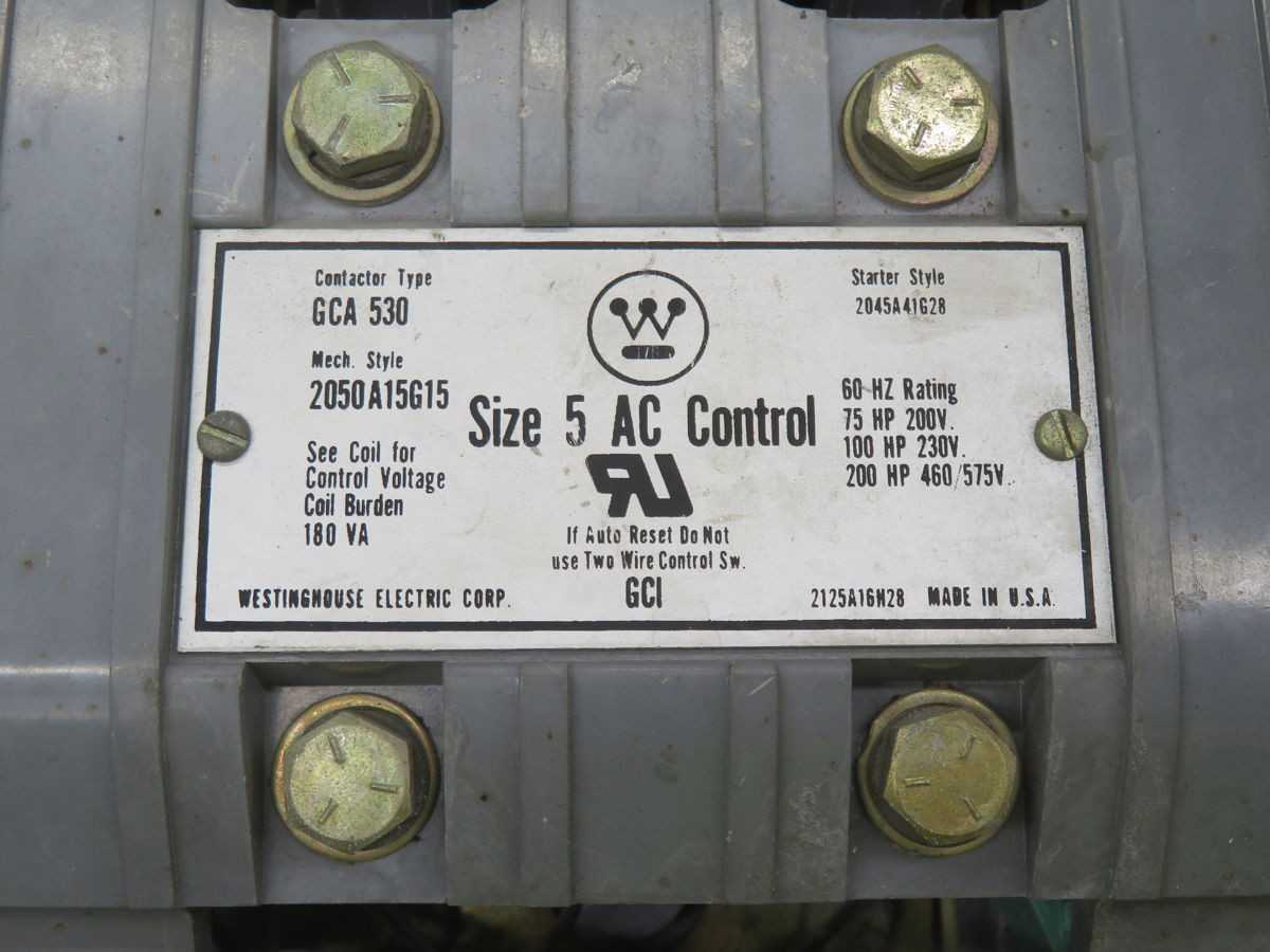 Westinghouse GCA530 Contactor, 3-Pole, NEMA 5, 600V Rated, 200 HP Motor, 270A Current - CONTACTORS