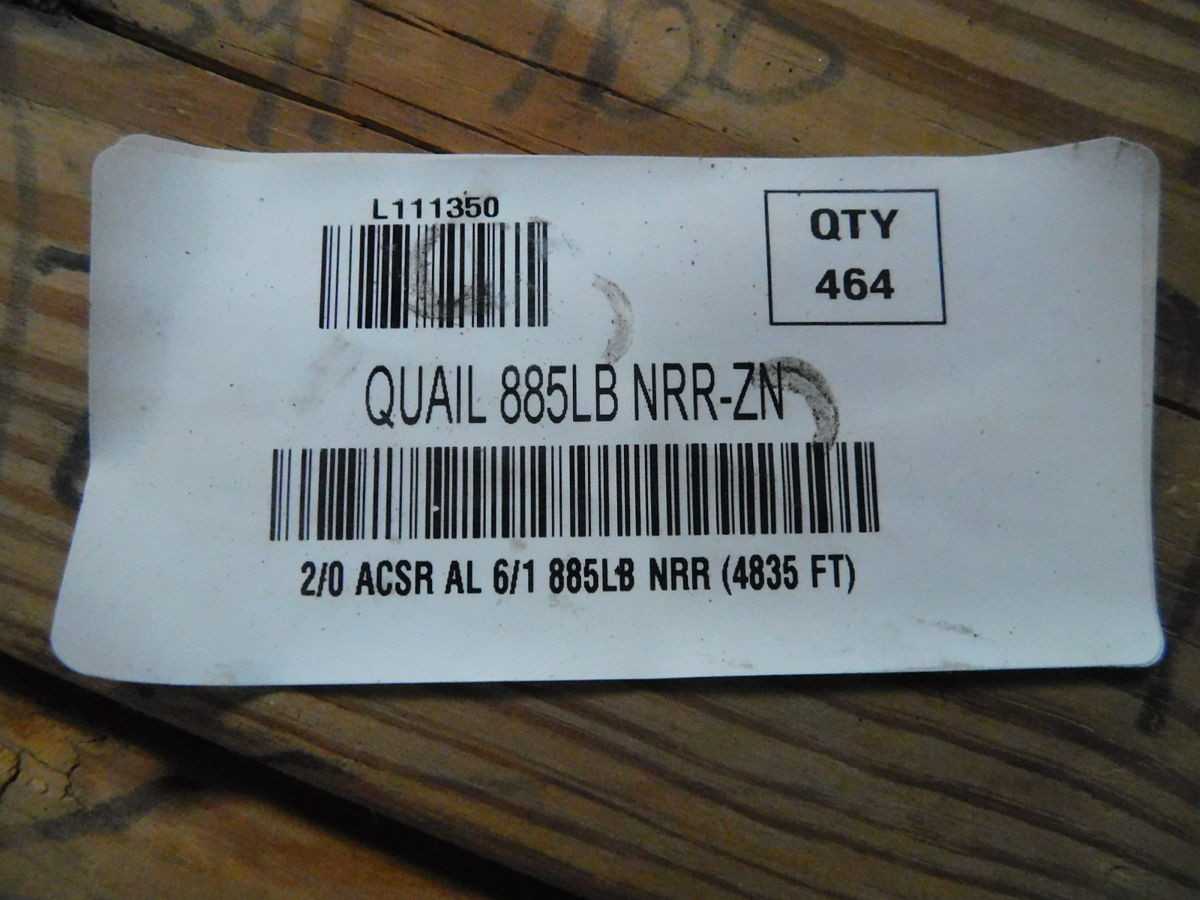 QUAIL ACSR ALUMINUM CONDUCTOR STEEL REINFORCED, BARE OVERHEAD TRANSMISSION CABLE 2/0, 2000FT M7299 - ELECTRICAL WIRE