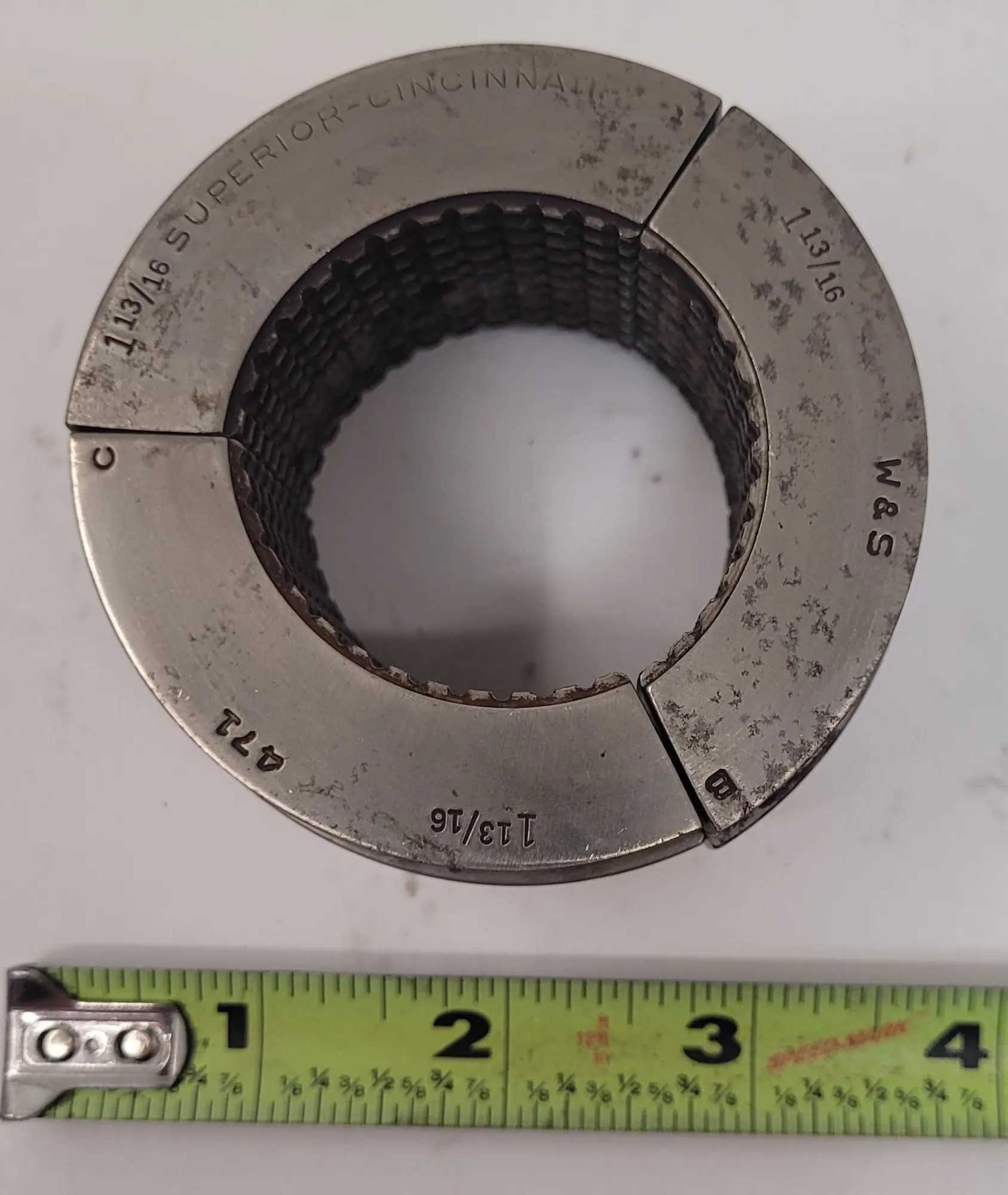 SUPERIOR CINCINNATI 1-13/16" MASTER SERRATED COLLET PAD, 1-7/8” HEIGHT - MACHINE TOOLING