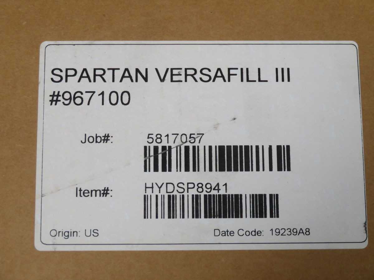 SPARTAN CHEMICAL 967100 VERSAFILL III (E-GAP MODEL) CHEMICAL DILUTION AND DISPENSING SYSTEM - CLEANING EQUIPMENT