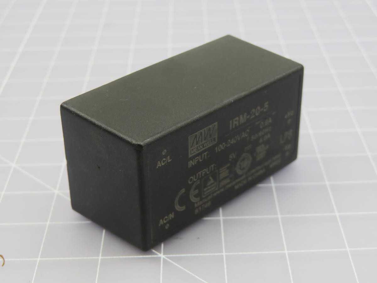 MEAN WELL IRM-20-5 AC/DC PSU, 20W POWER, 5VDC 4A OUTPUT, 52X27.2X24 MM DIMENSIONS - POWER SUPPLIES
