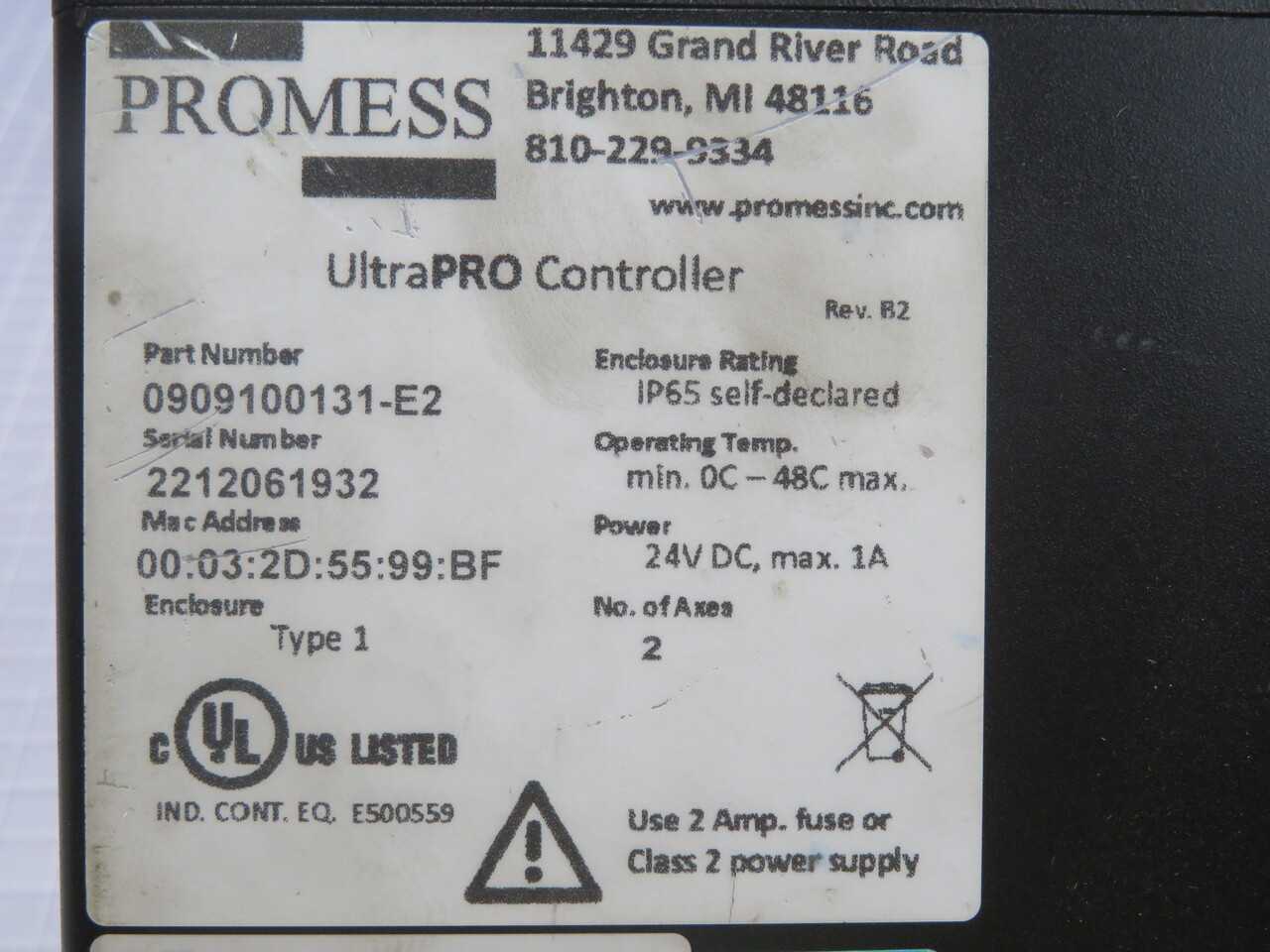 PROMESS 0909100131-E2 2212061932 ULTRA PRO CONTROLLER T267593 - AUTOMATION & CONTROLS