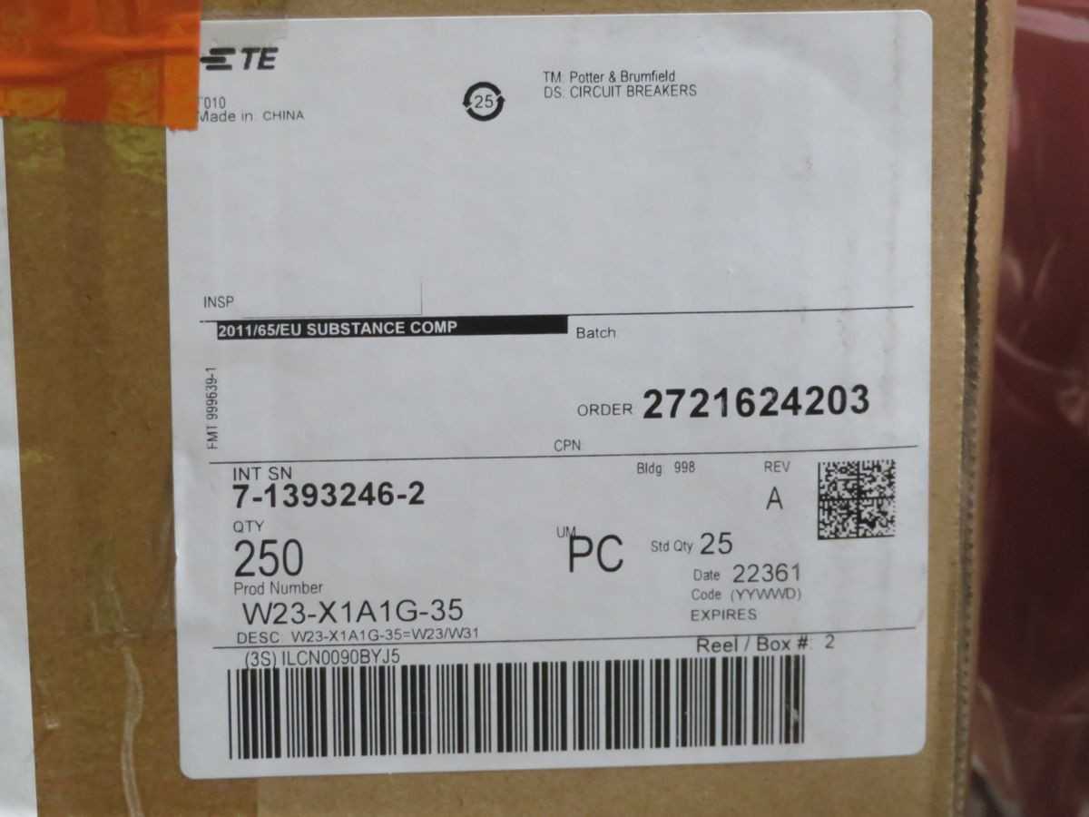 LOT OF 150 TE CONNECTIVITY W23-X1A1G-35 CIRCUIT BREAKERS - CIRCUIT BREAKERS