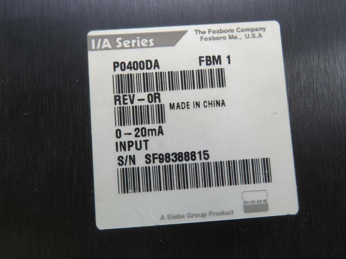 FOXBORO P0400DA 0R 0-20MA, FBM, 8 CH ANALOG INPUT, 0-20MA RANGE, 12-BIT RES, 0.1% ACC - PLC MODULES