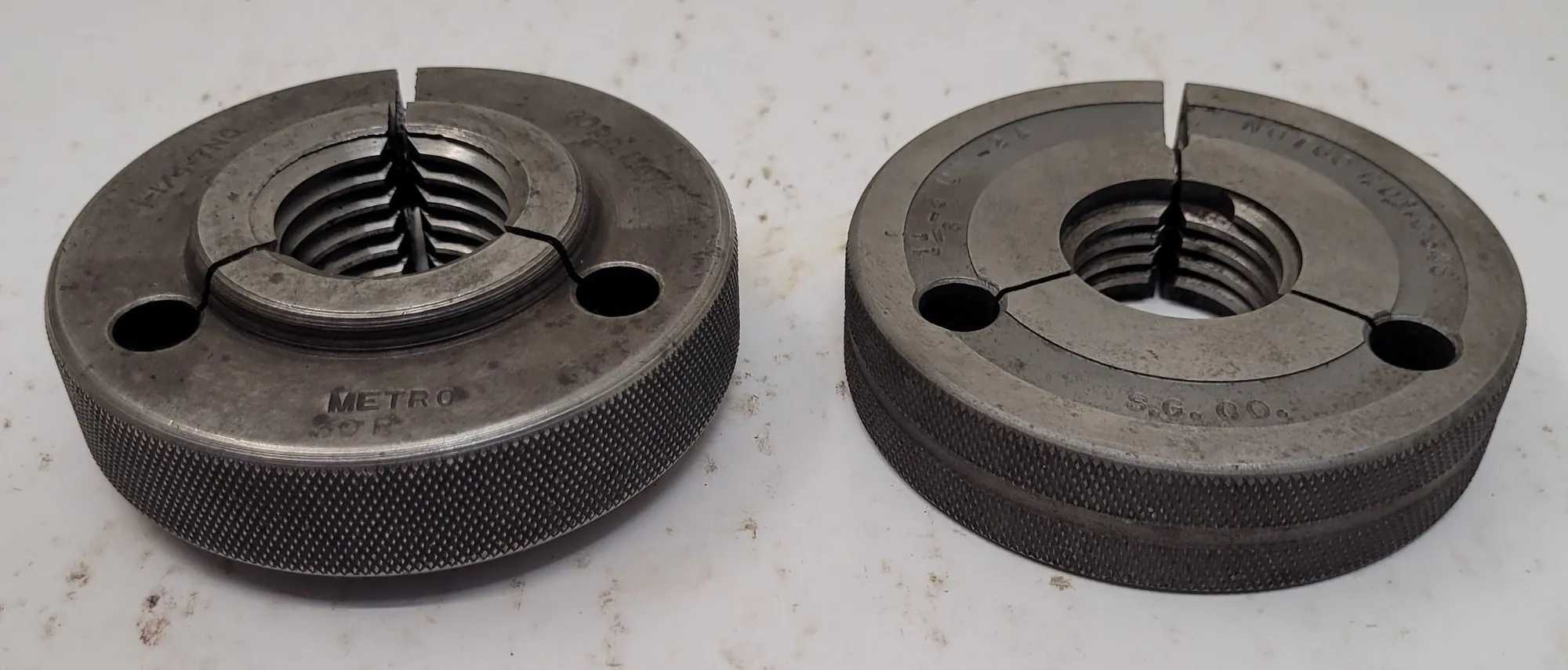 UNBRANDED THREAD RING GAUGES, GO/NO GO, VARIOUS SIZES, SET OF 2 - MACHINING TOOLING & PARTS
