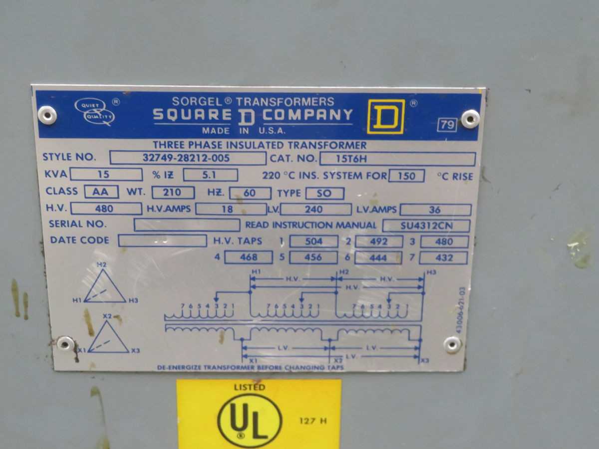 SQUARE D 15T6H 32749-28212-005 TRANSFORMER T266547 - POWER TRANSFORMERS