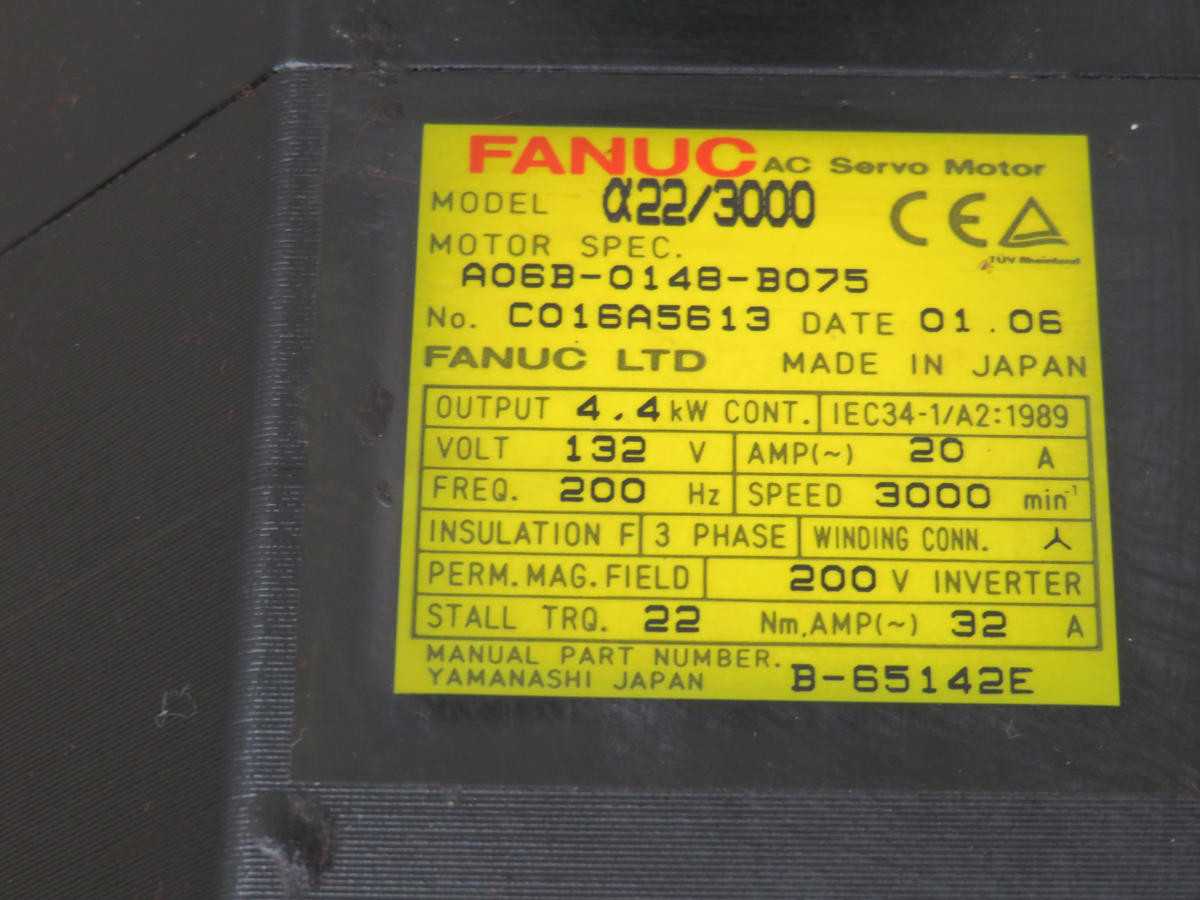 FANUC A22/3000 A06B-0148-B075 Servo, 4.4 kW Power, 22 Nm Torque, 3000 RPM Speed - SERVO MOTORS