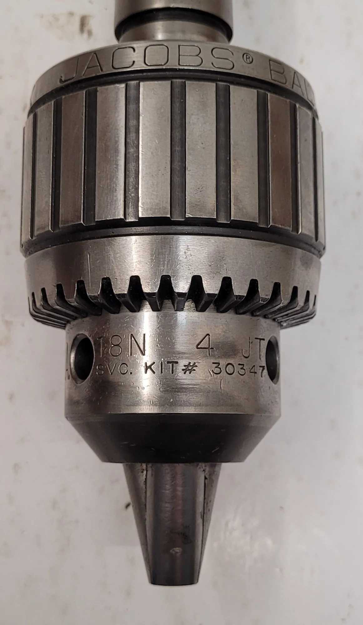 JACOBS 18N BALL BEARING SUPER CHUCK W/ #4MT ARBOR (1/8-3/4IN CAPACITY) - MACHINE TOOLING