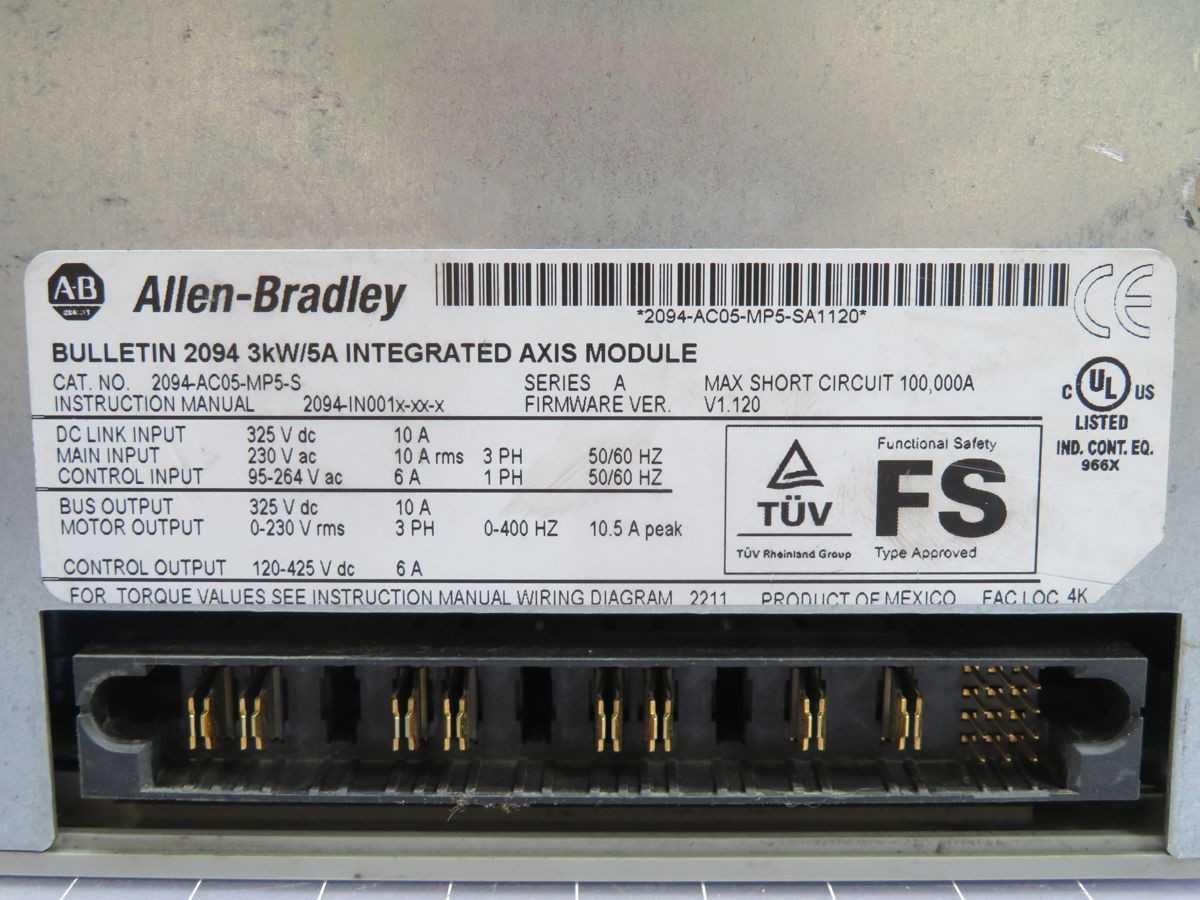 ALLEN BRADLEY 2094-AC05-MP5-S, 200-230 VAC INPUT, 3 KW/10 A CONV, 1.2 KW/5 A INV, STO - SERVO DRIVES