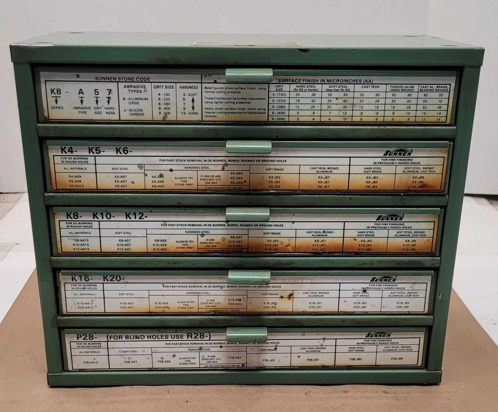 SUNNEN STONE COLLECTION KIT CABINET - 5 DRAWER - MACHINE TOOLING