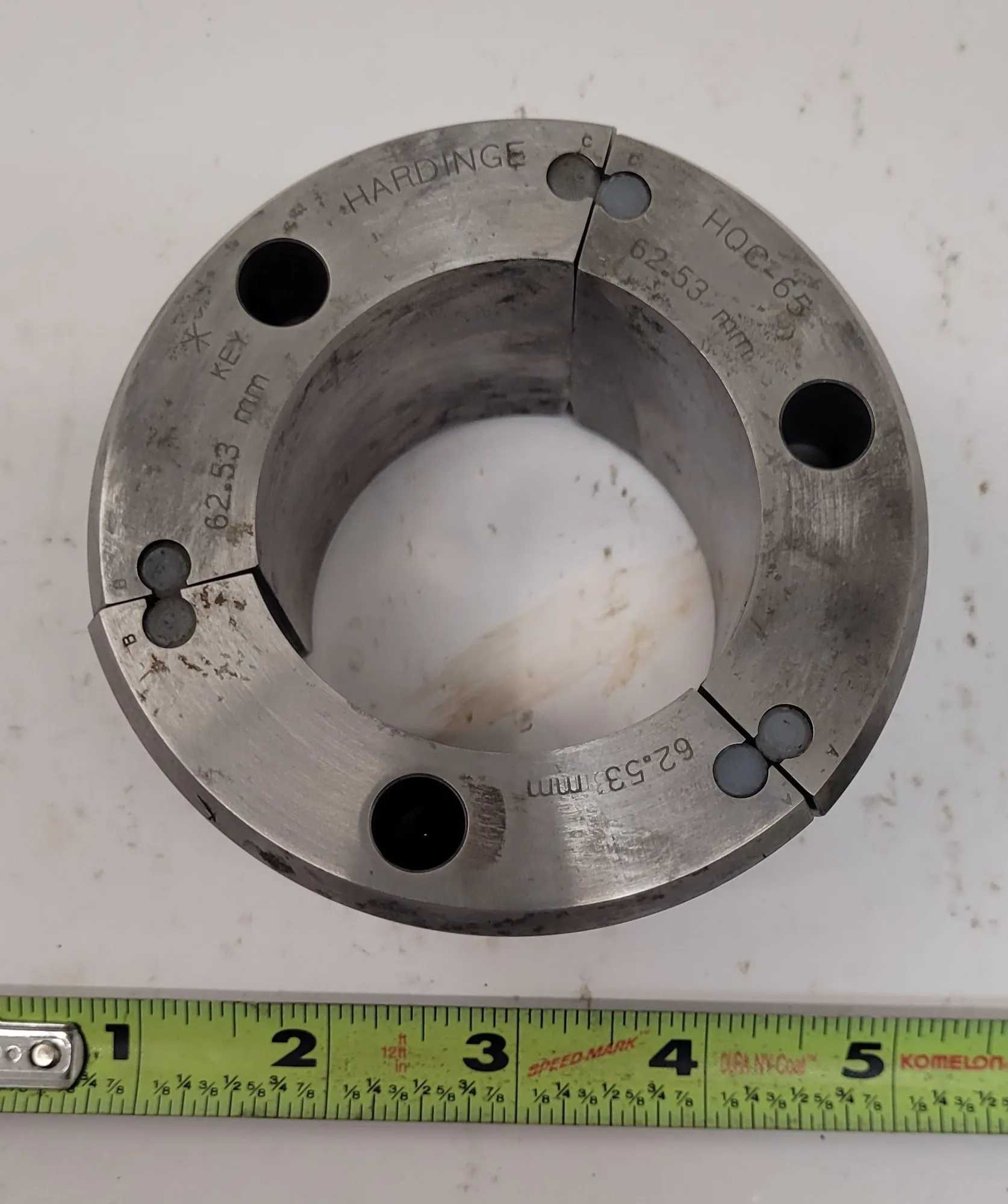 HARDINGE HQC-65 QUICK CHANGE COLLET SERIES 65, 62.53 MM SIZE, 2.25” HEIGHT, NON-SERRATED - MACHINING TOOLING & PARTS