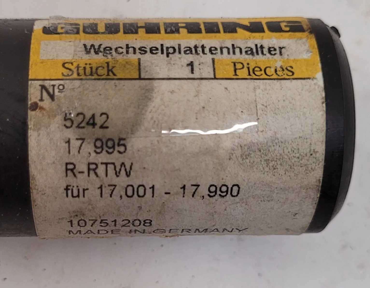 GUHRING INDEXABLE INSERT DRILL 5242-17995 (DIA 17.01-17.99MM) - MACHINING TOOLING & PARTS