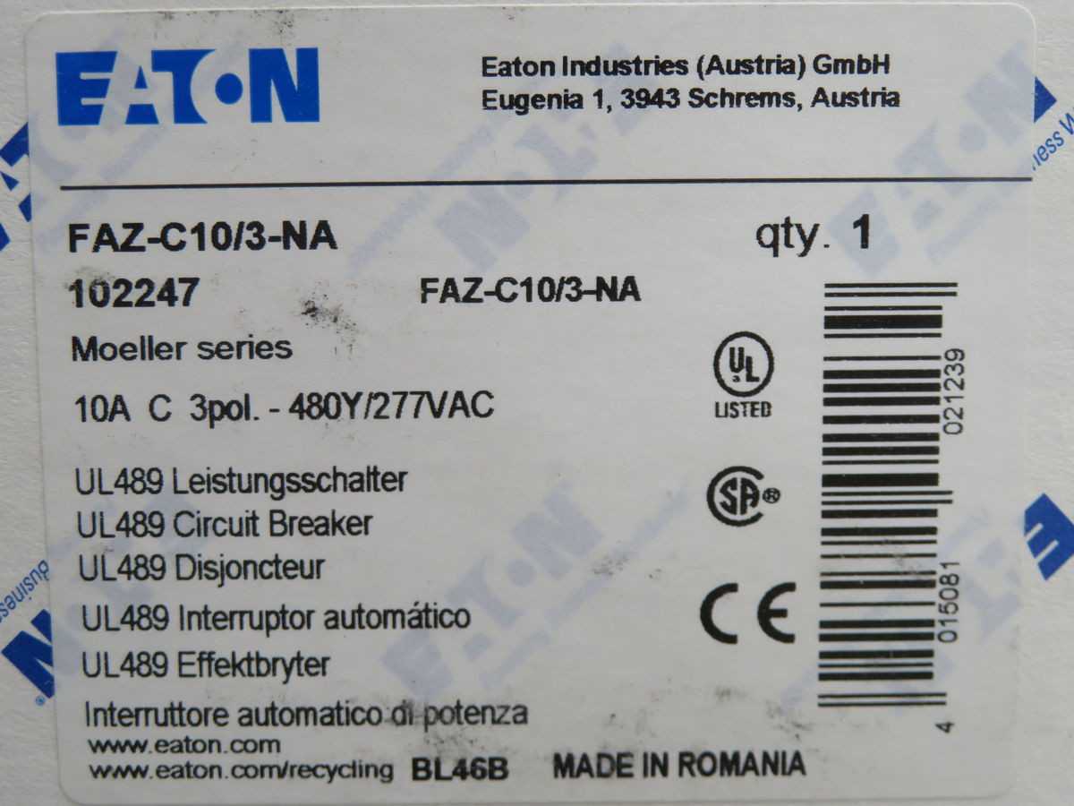 LOT OF 10 EATON FAZ-C10/3-NA CIRCUIT BREAKER T263614 - CIRCUIT BREAKERS
