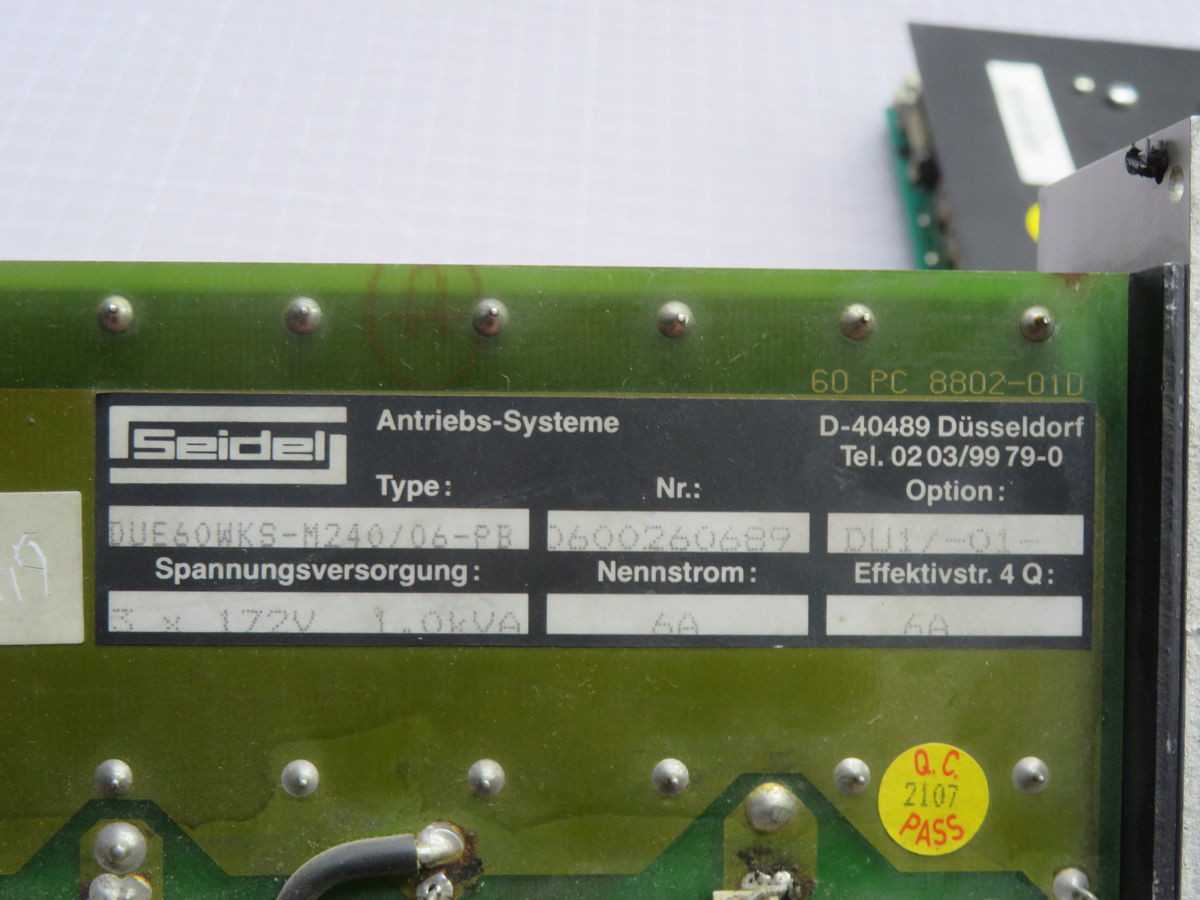 Lot Of 2 Seidel DUE60WKS-M240/06-PB Servo Control Amplifiers - SERVO
