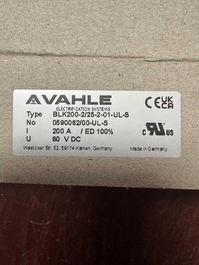 VAHLE BLK200-2/25-2-01-UL-S ROBOT CHARGING CONTACT WITH HARDWARE - ROBOT PARTS
