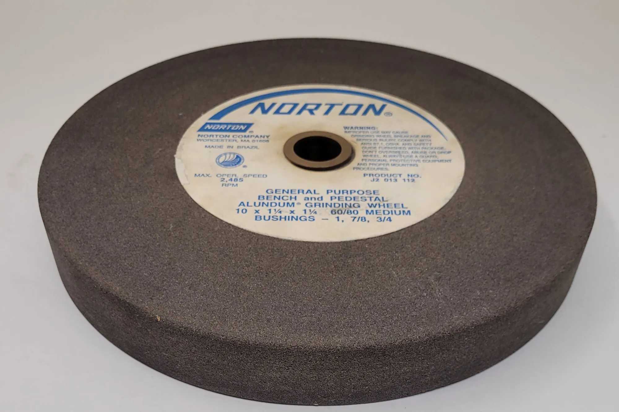 NORTON GRINDING WHEEL, GENERAL PURPOSE BENCH & PEDESTAL, 10X1-1/4X1-1/4, 60/80 MEDIUM - MACHINING TOOLING & PARTS