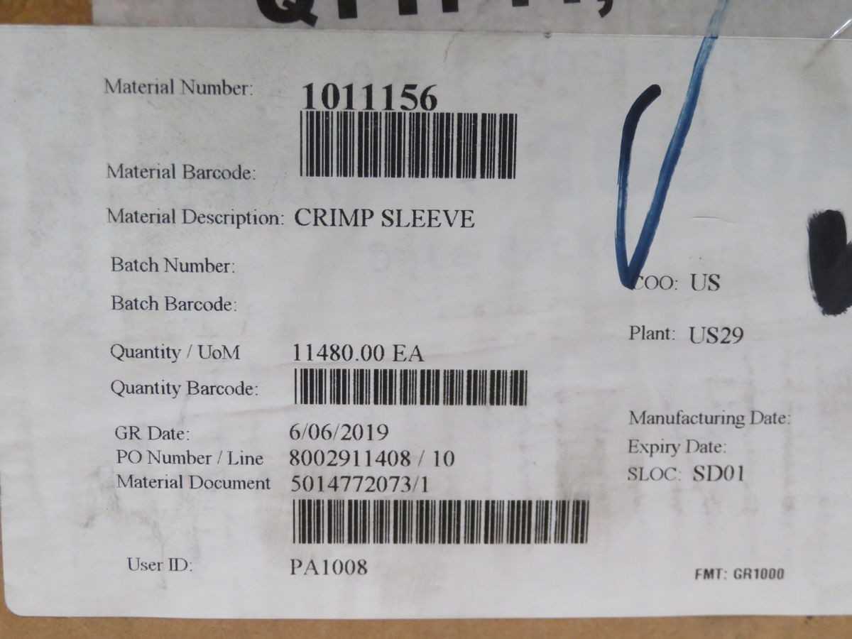 LOT OF 11400 COMMSCOPE 1011156 CRIMP SLEEVE T268955 - SLEEVE