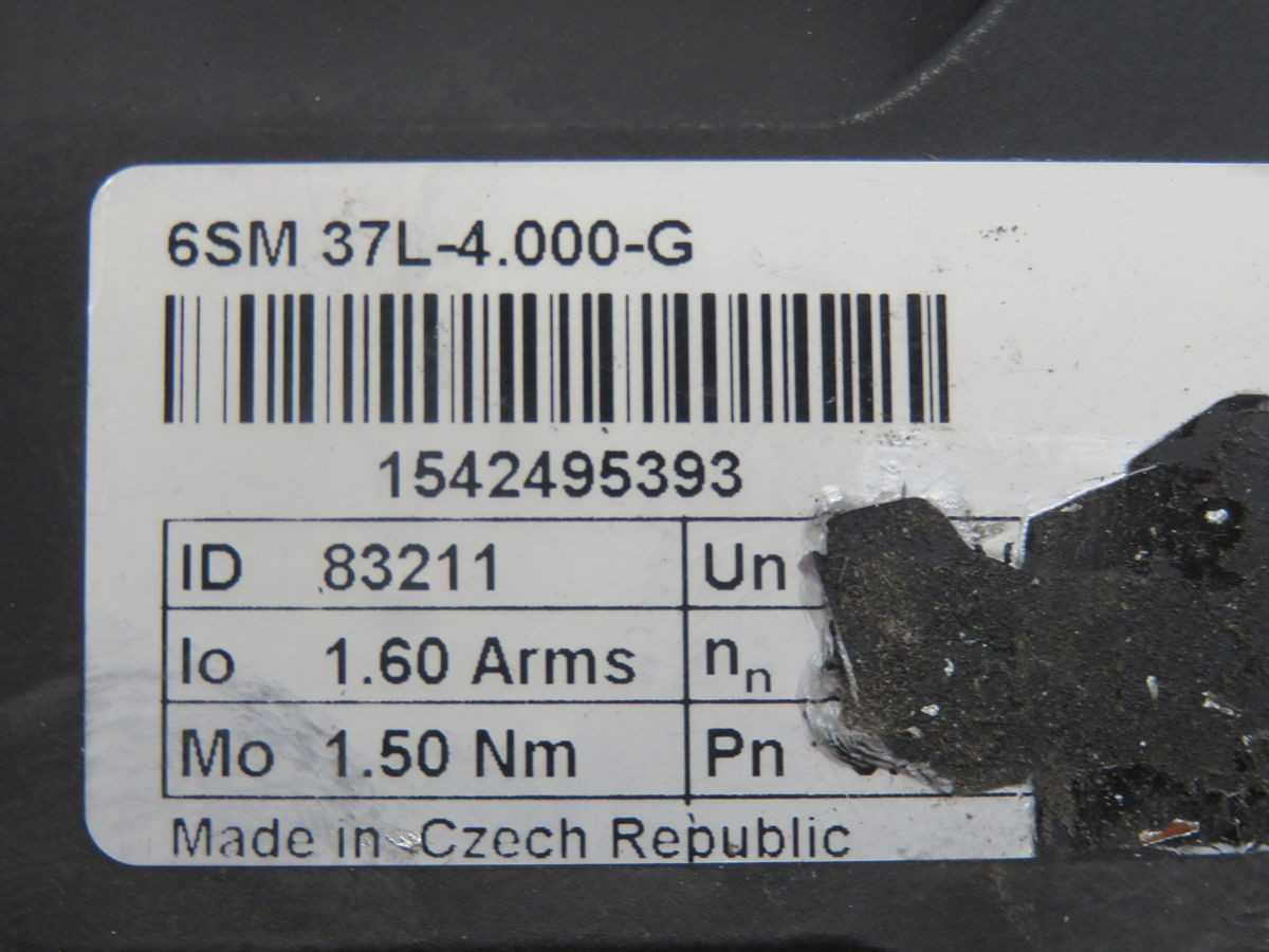KOLLMORGEN 6SM 37L-4.000-G BRUSHLESS MAGNET SERVO MOTOR T269089 - SERVO MOTORS