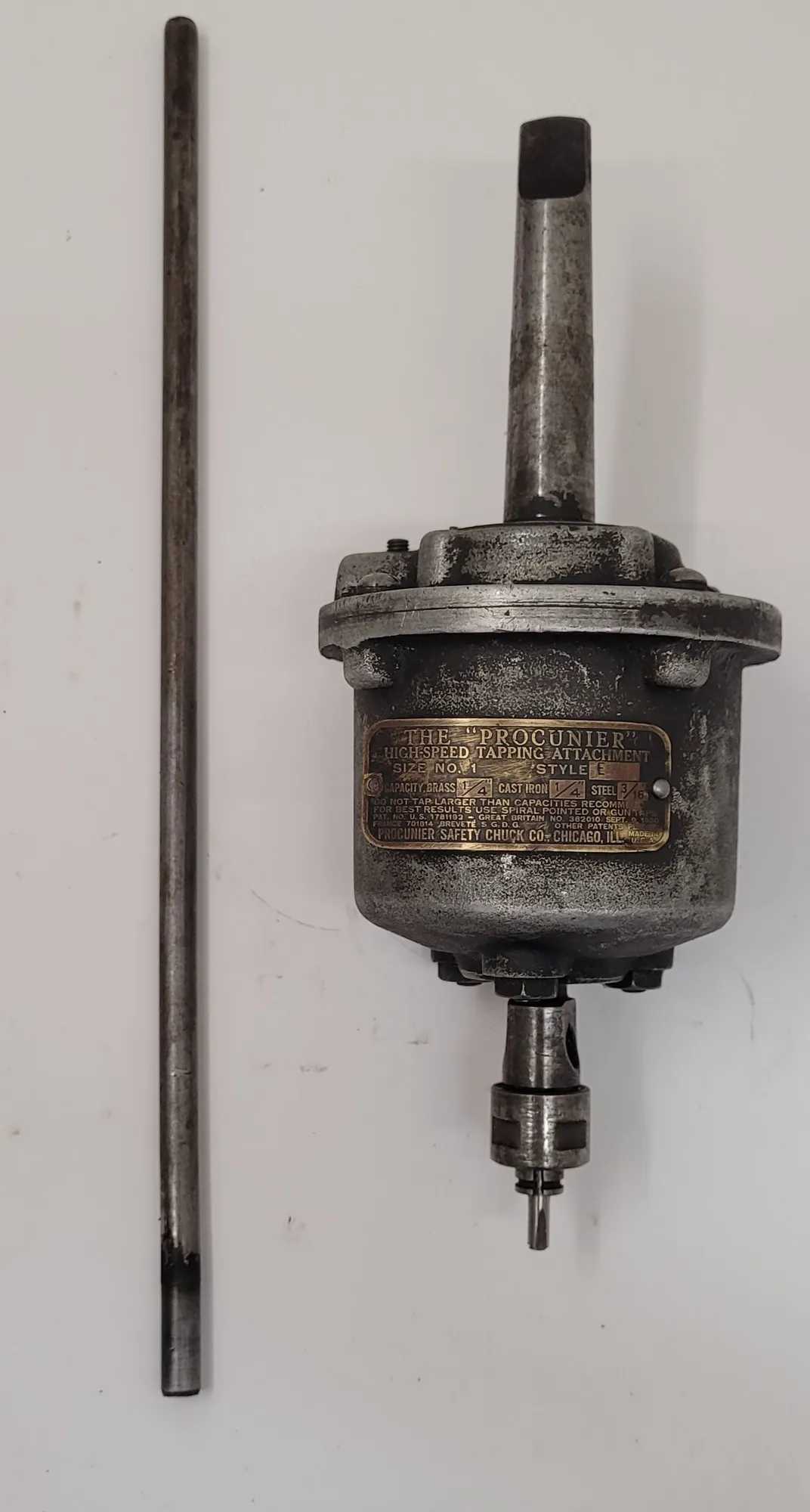 PROCUNIER #1E HIGH-SPEED TAPPING ATTACHMENT W/ 3MT SHANK, CAP. #0-#10, 3,000 RPM - MACHINE TOOLING