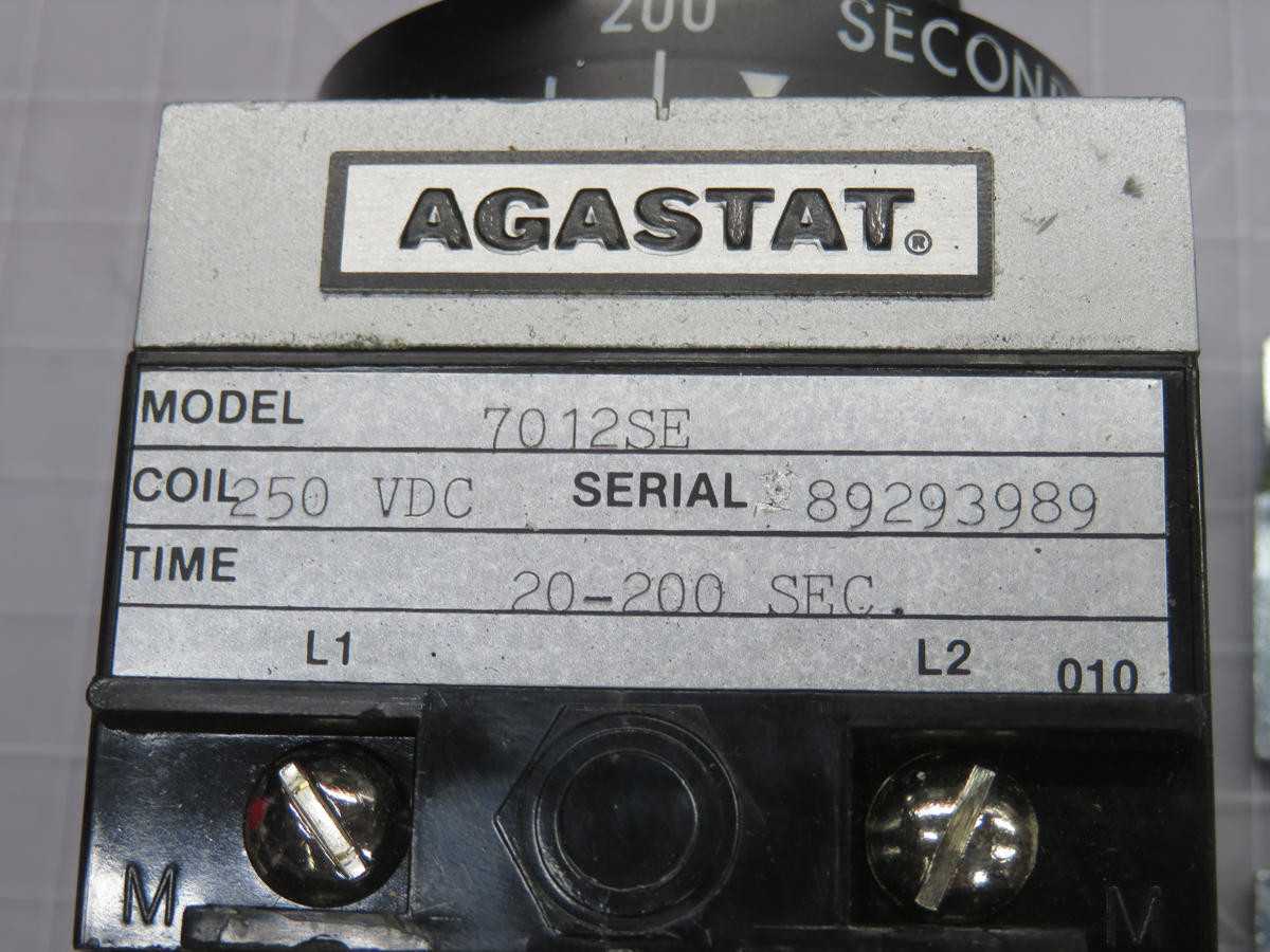 AGASTAT 7012SE, TIME DELAY RELAYS, 2PDT, 250 VDC COIL, 20-200 SEC DELAY, 10A @ 120 VAC, -20/+65C TEMP - TIME DELAY RELAY