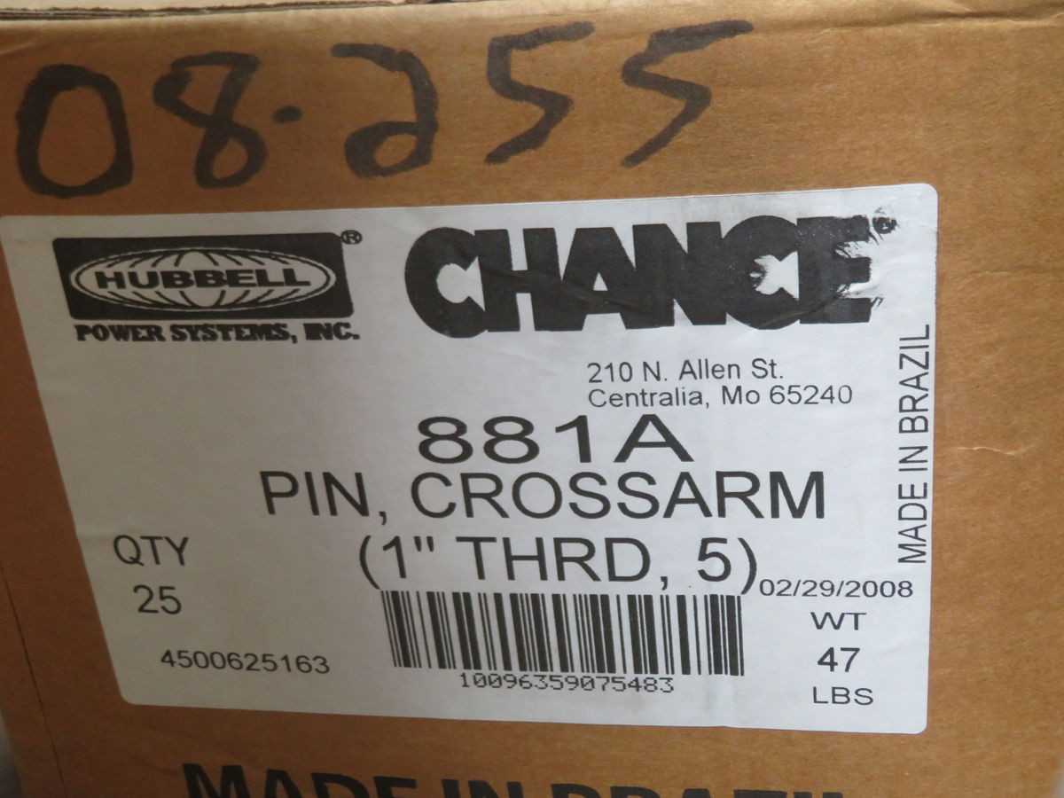 LOT OF 25 HUBBELL 881A 08-255 CROSSARM INSULATOR PIN T265010 - ELECTRICAL COMPONENTS