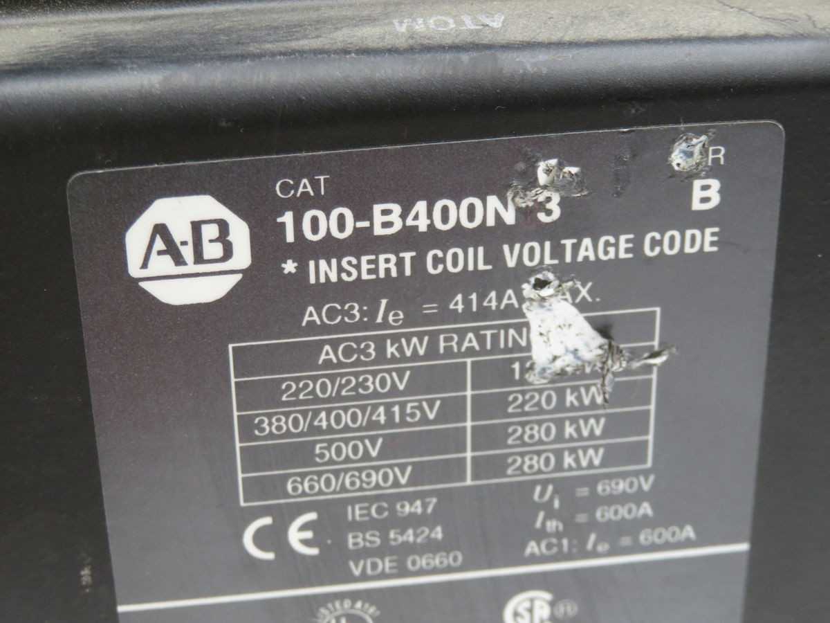 ALLEN BRADLEY 100-B400N*3 CONTACTORS, 3 POLE, 414 AMP CURRENT - CONTACTORS