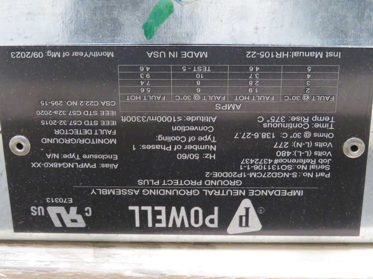 POWELL S-NGD27CM-1P20D0E-2 NGR, 480V/277V VOLTAGE, 138.6-27.7 OHM RESISTANCE - ELECTRICAL COMPONENTS