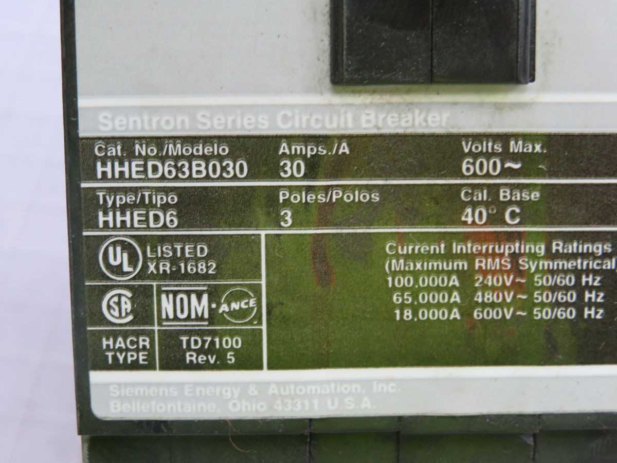 SIEMENS HHED63B030 MCCB, 3-POLE, 30A CURRENT, 600 VAC VOLTAGE, 18 KA INT. RATING - CIRCUIT BREAKERS