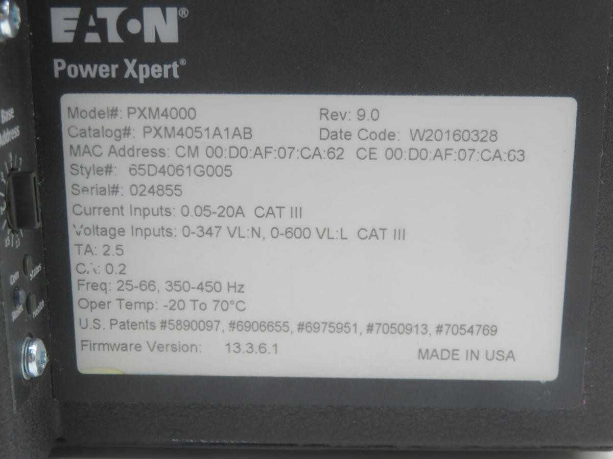 EATON PXM4000 PXM4051A1AB VOLTAGE MONITOR, 0-347V VOLTAGE, 0.2 CLASS ACCURACY, ETHERNET - MISCELLANEOUS