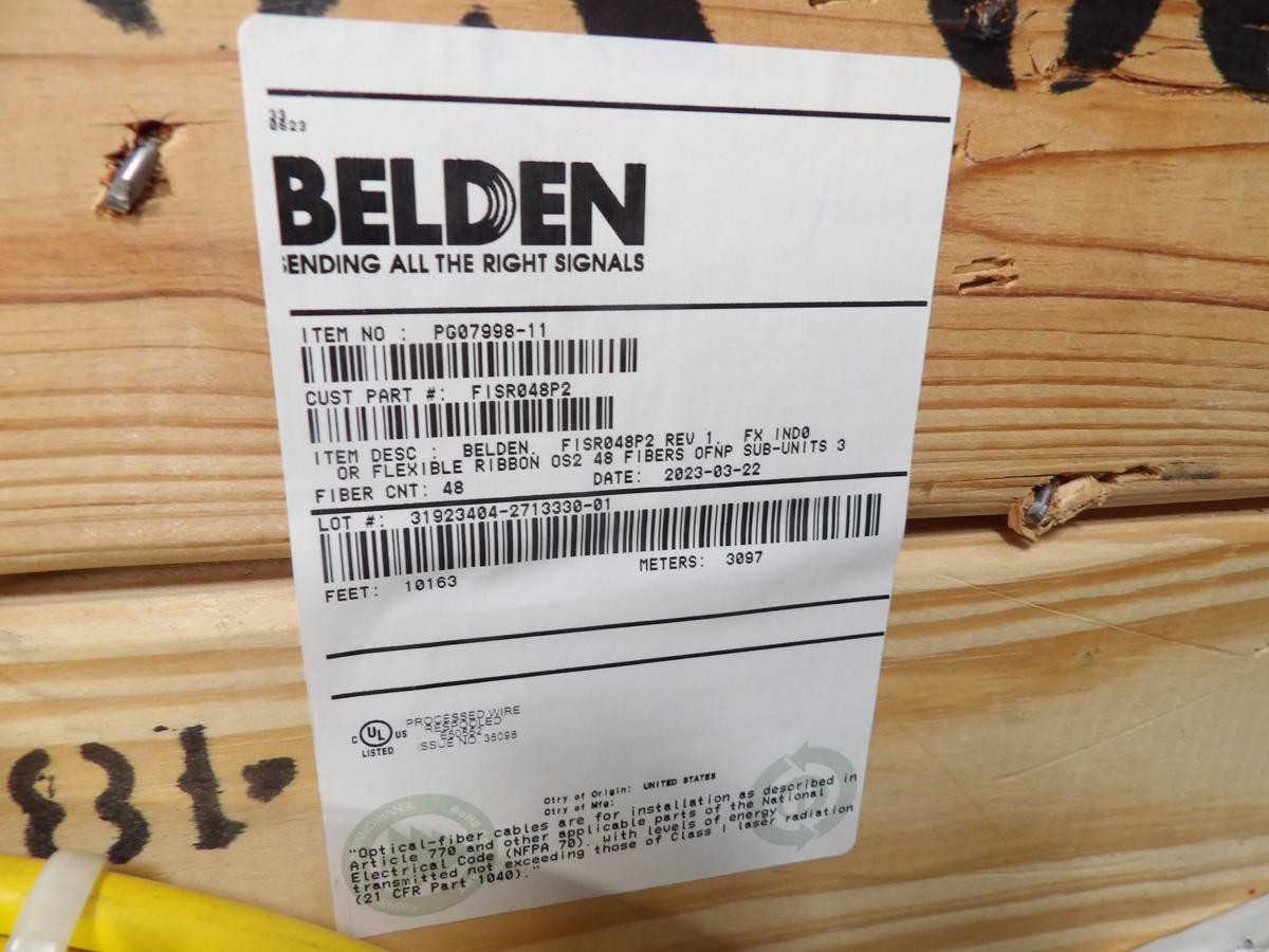 Belden PG07998-11 OS2 Fiber, 48-Fiber, 9.8 mm OD, -30/+70°C Op Temp, 500 N Max Tensile - FIBER OPTIC CABLE