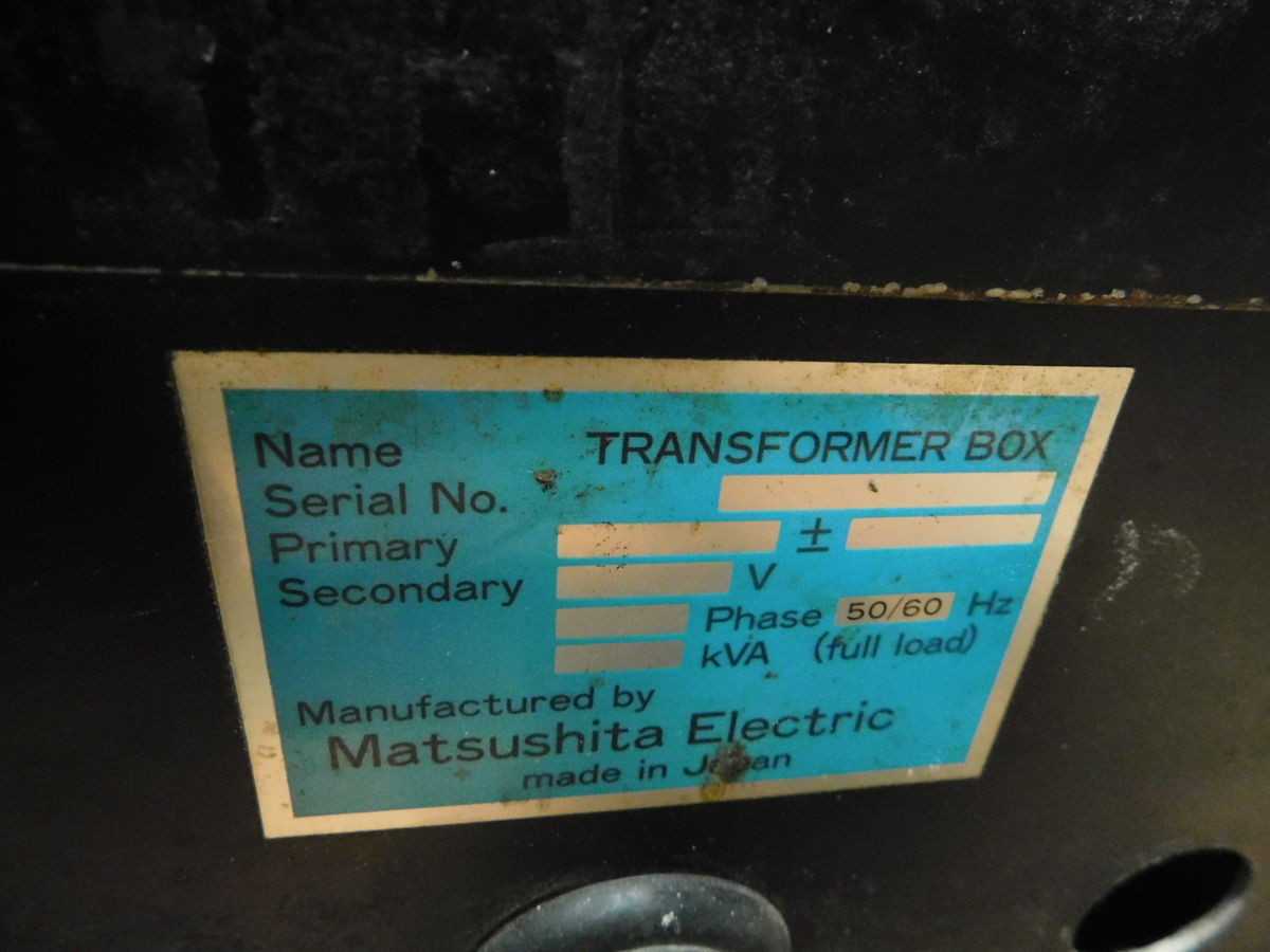 MATSUSHITA TRB115K-OV-G TRANSFORMER PRI.240,SEC.200V, 3PH, 11.5KVA M6650 - POWER TRANSFORMERS
