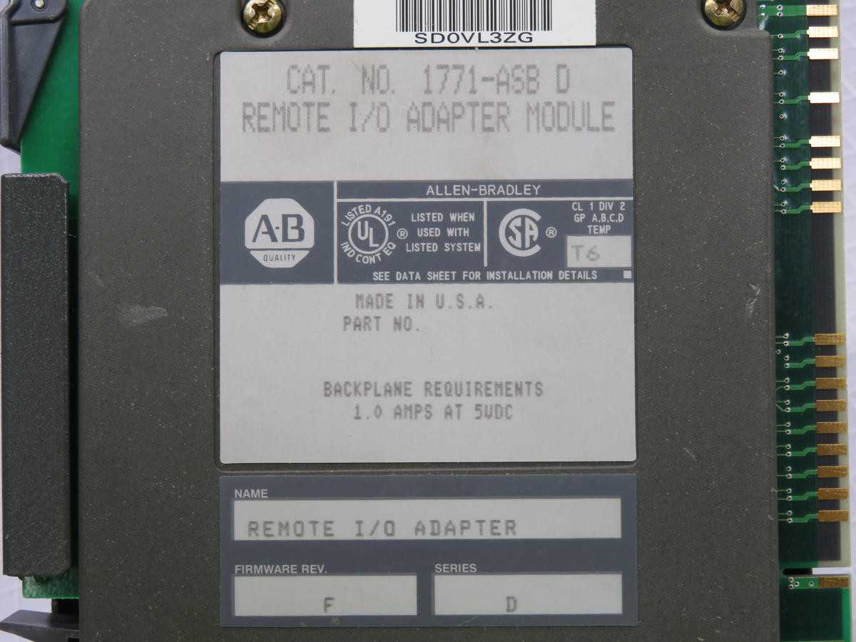 ALLEN BRADLEY 1771-ASB IO MODULES, 32 I/O MODULES CAPACITY, 1.0 A POWER, 5 VDC - AUTOMATION & CONTROLS