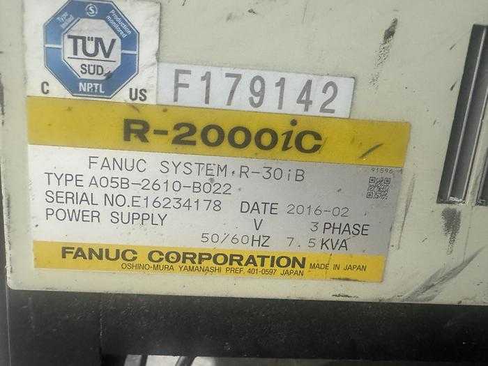 2016 FANUC R-2000IC/165F ARTICULATED ROBOT, 165KG PAYLOAD, 2655MM REACH, R-30IB CONTROL - ARTICULATED ROBOTS