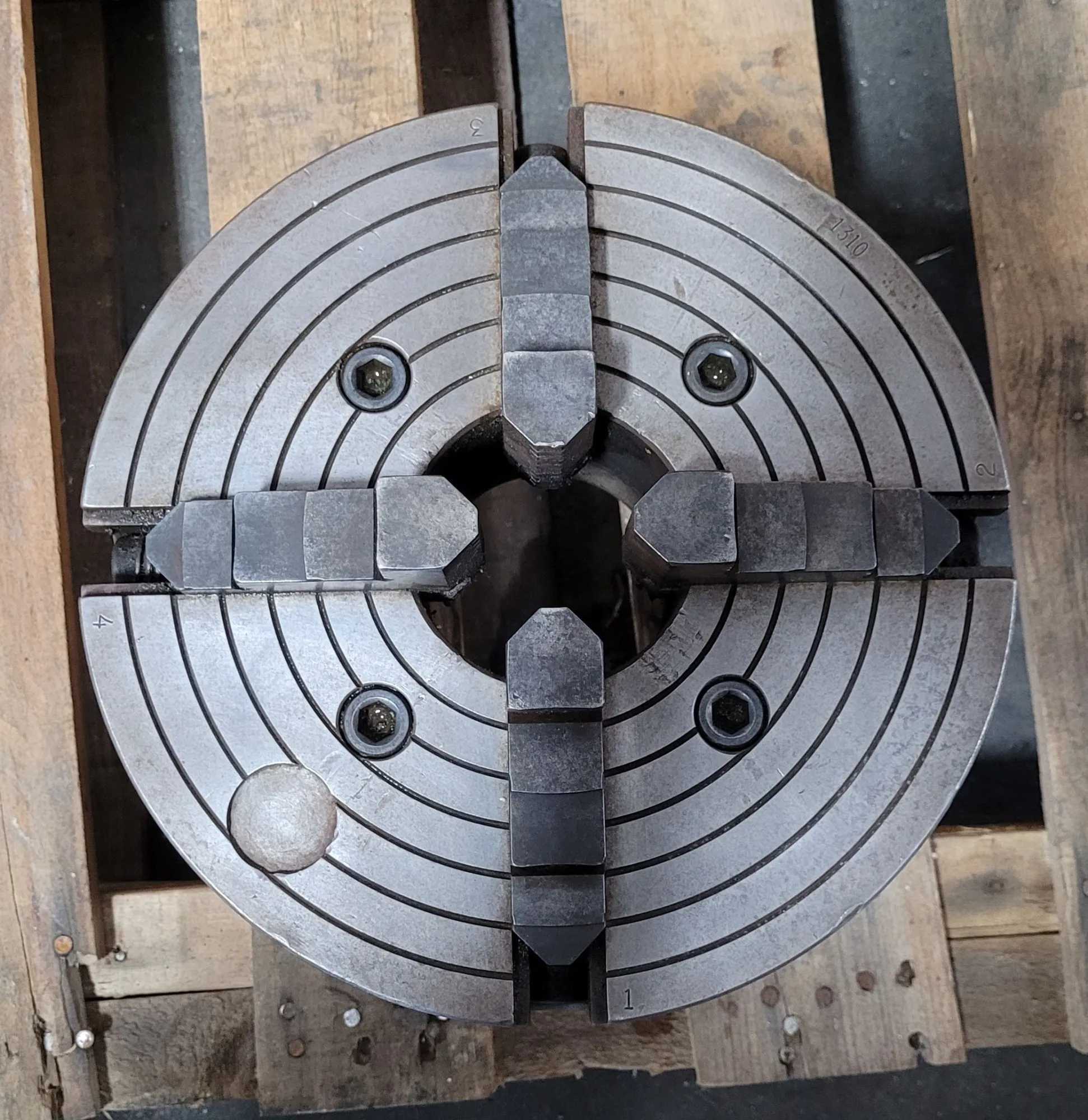 BUCK 10" - 4 JAW CHUCK W/ D1-8 MOUNT, 6 PINS, 10" OD, 3" THROUGH HOLE - MACHINING TOOLING & PARTS