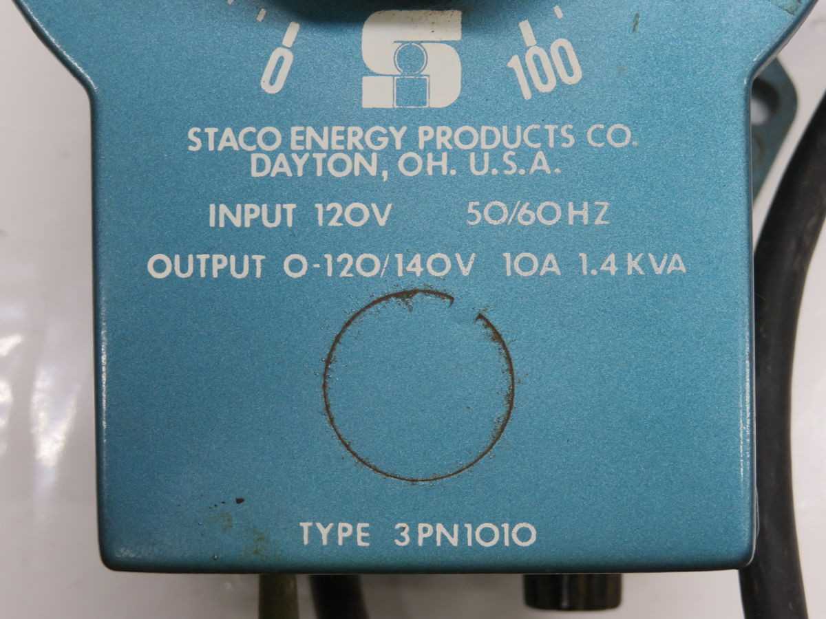 STACO ENERGY 3PN1010 VARIABLE AUTOTRANSFORMER T256420 - POWER TRANSFORMERS
