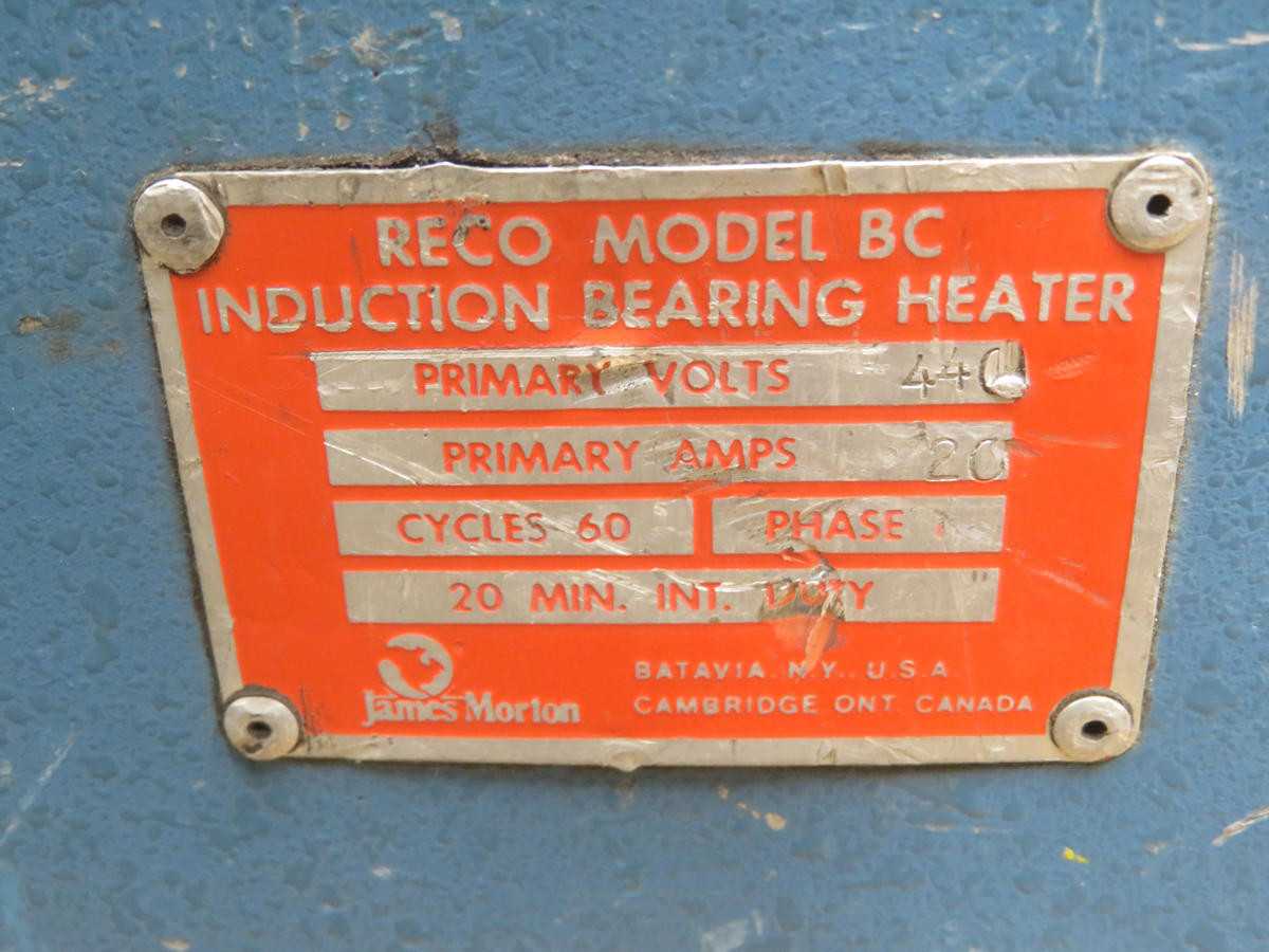 RECO BC INDUCTION BEARING HEATER, 44 V VOLTAGE, 20 A CURRENT, 60 HZ FREQUENCY, 20 MIN DUTY - BEARINGS