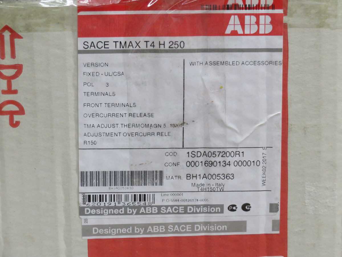 ABB T4H150TW MCCB, 3-POLE, 150 A CURRENT, 690 V AC OP VOLTAGE, 70 KA ICU CAPACITY - CIRCUIT BREAKERS