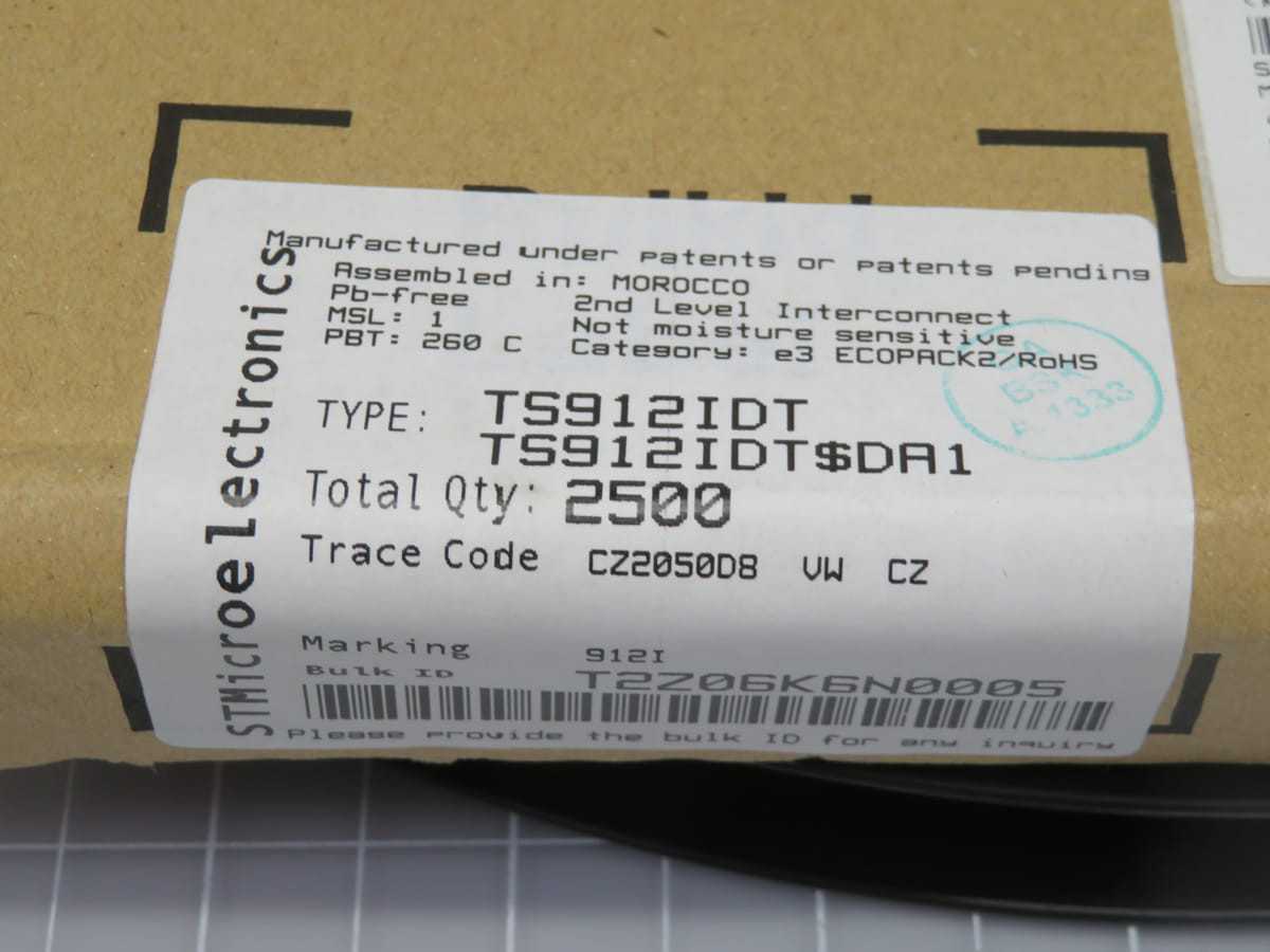 LOT OF 2500 STMICROELECTRONICS TS912IDT CMOS AMPLIFIER 2 CIRCUIT RAIL-TO-RAIL 8-SOIC - CIRCUIT BREAKERS