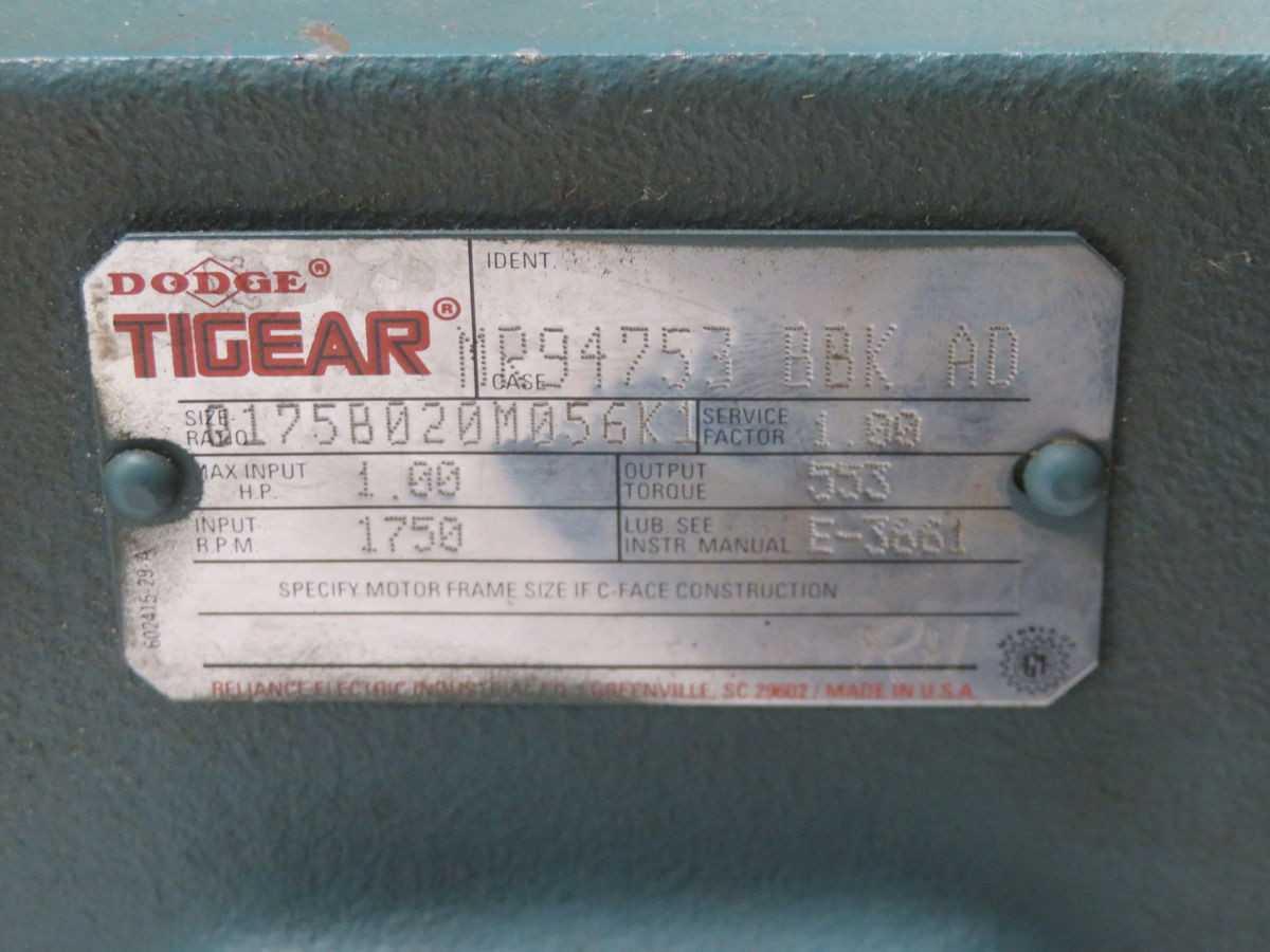 RELIANCE P56X1337S-PW MR94753 BBK AD MOTOR W TIGEAR T266501 - AC MOTOR
