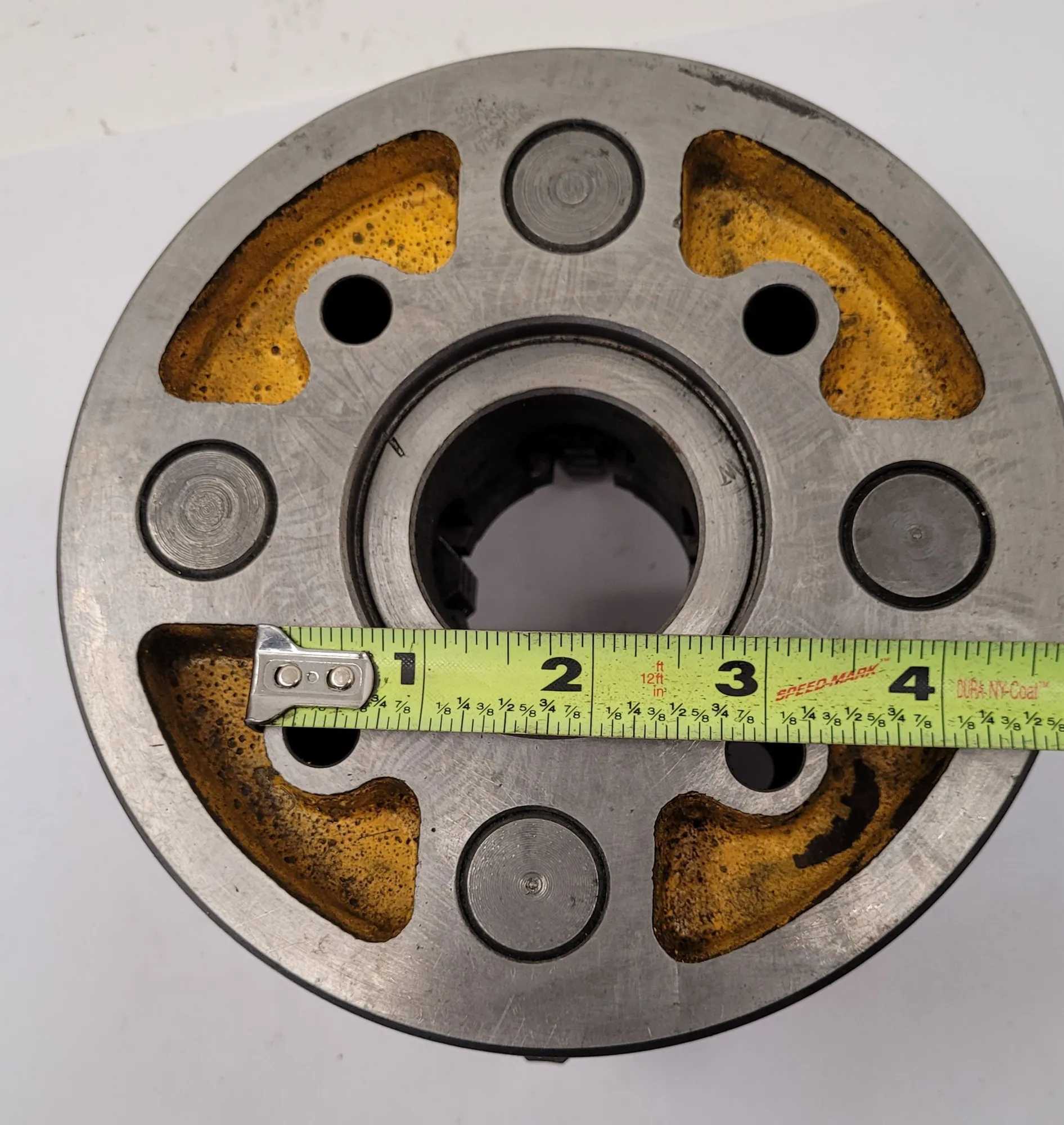 YAMAKAWA 4 JAW LATHE CHUCK, 6-1/4" OVERALL DIAMETER, FOR SUPER SPACER APPLICATION - MACHINING TOOLING & PARTS