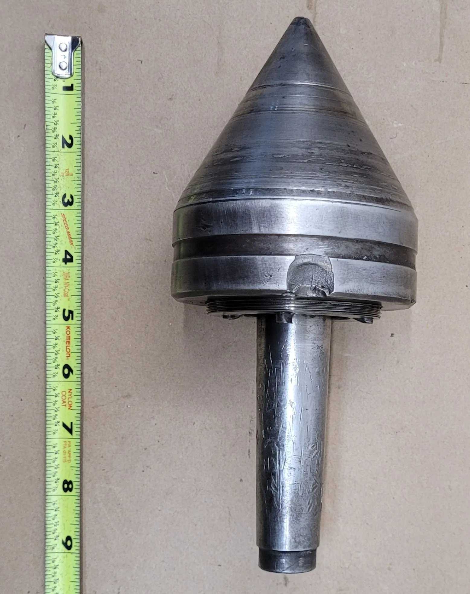 BULL NOSE LIVE CENTER, 4MT MORSE TAPER, 9IN OAL - MACHINING TOOLING & PARTS