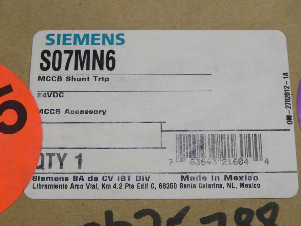 SIEMENS S07MN6 CIRCUIT BREAKER T258834 - CIRCUIT BREAKERS