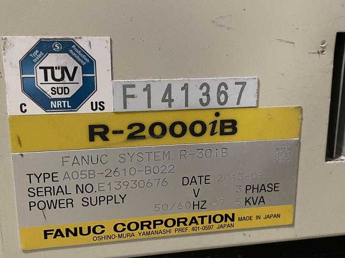2013 FANUC R-2000IB/165F ARTICULATED ROBOT, 165KG PAYLOAD, 2655MM REACH, R-30IB CONTROLLER - ARTICULATED ROBOTS