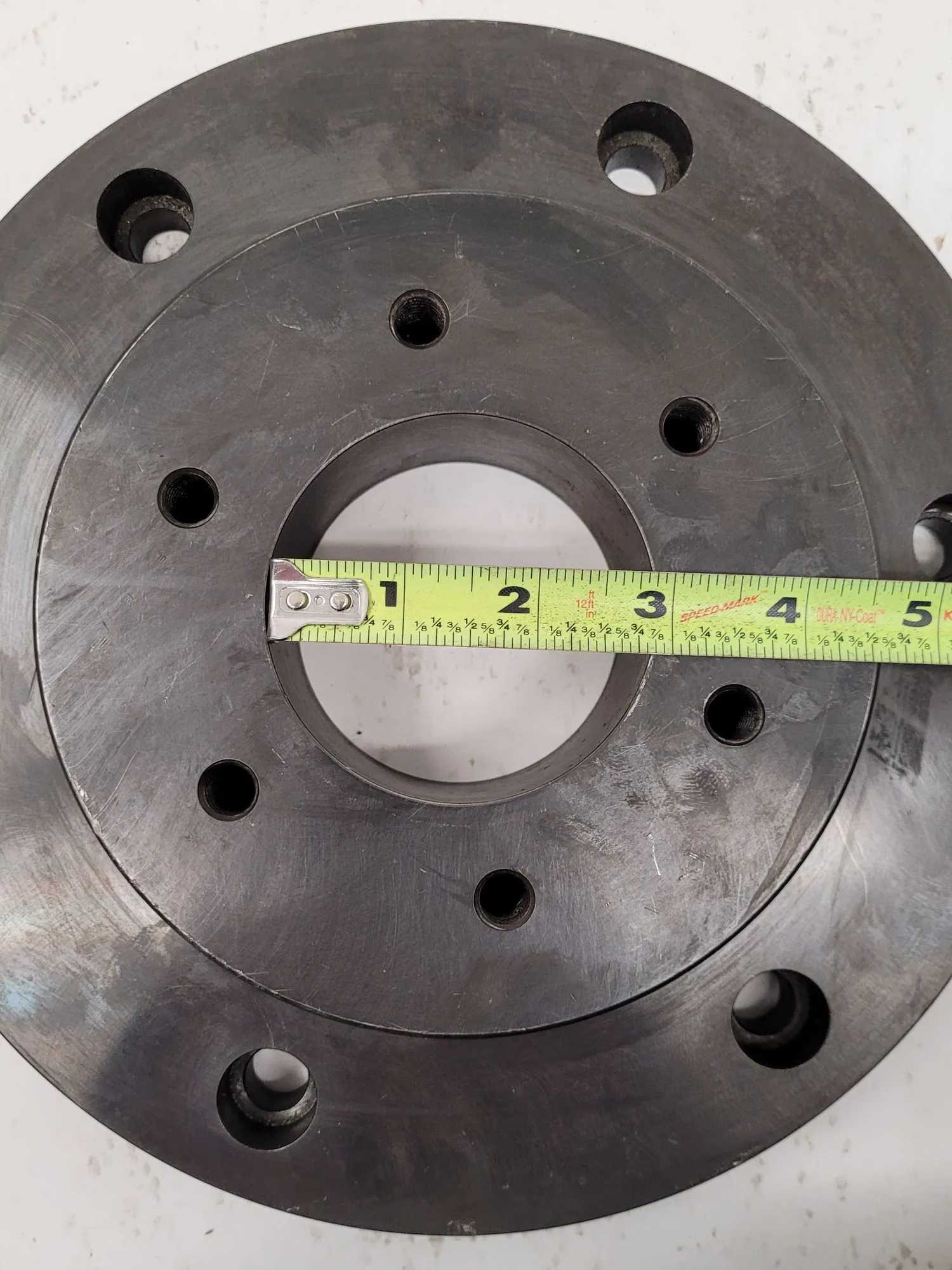 BUCK 10" CHUCK BACK PLATE - OVERALL DIAMETER: 10", THROUGH HOLE: 2-7/8", HUB OD: 6-3/8" - MACHINE TOOLING