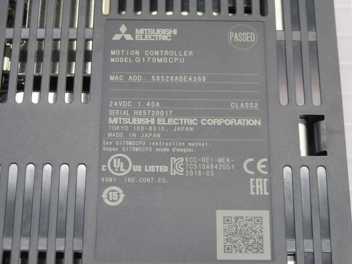 Mitsubishi Q170MSCPU Controls PLCs, 4 Axis, 18 DI, 24 VDC Input, 0-1 MS Response, 25K Steps Memory - PLC MODULES